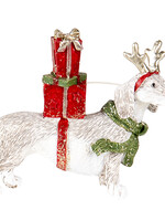 Clayre & Eef Decoratie hond met gewei en cadeaus 9*3*8 cm 6PR4603