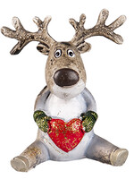 Clayre & Eef Decoratie zittend rendier 6*4*7 cm 6PR4609