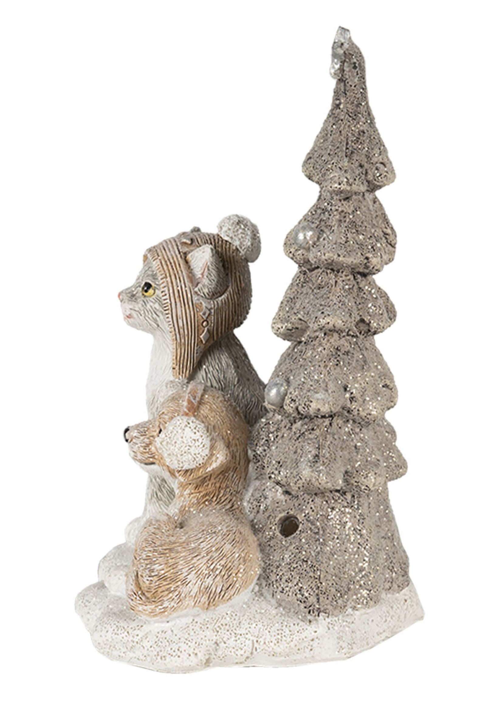 Clayre & Eef Decoratie hond en kat LED 11*9*15 cm 6PR4628