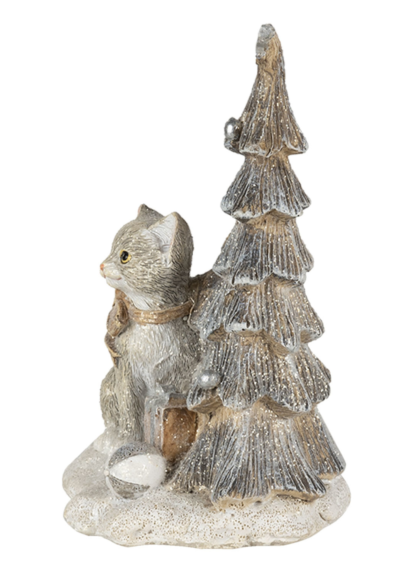 Clayre & Eef Décoration chat au arbre de Noël LED 12*9*16 cm 6PR4629