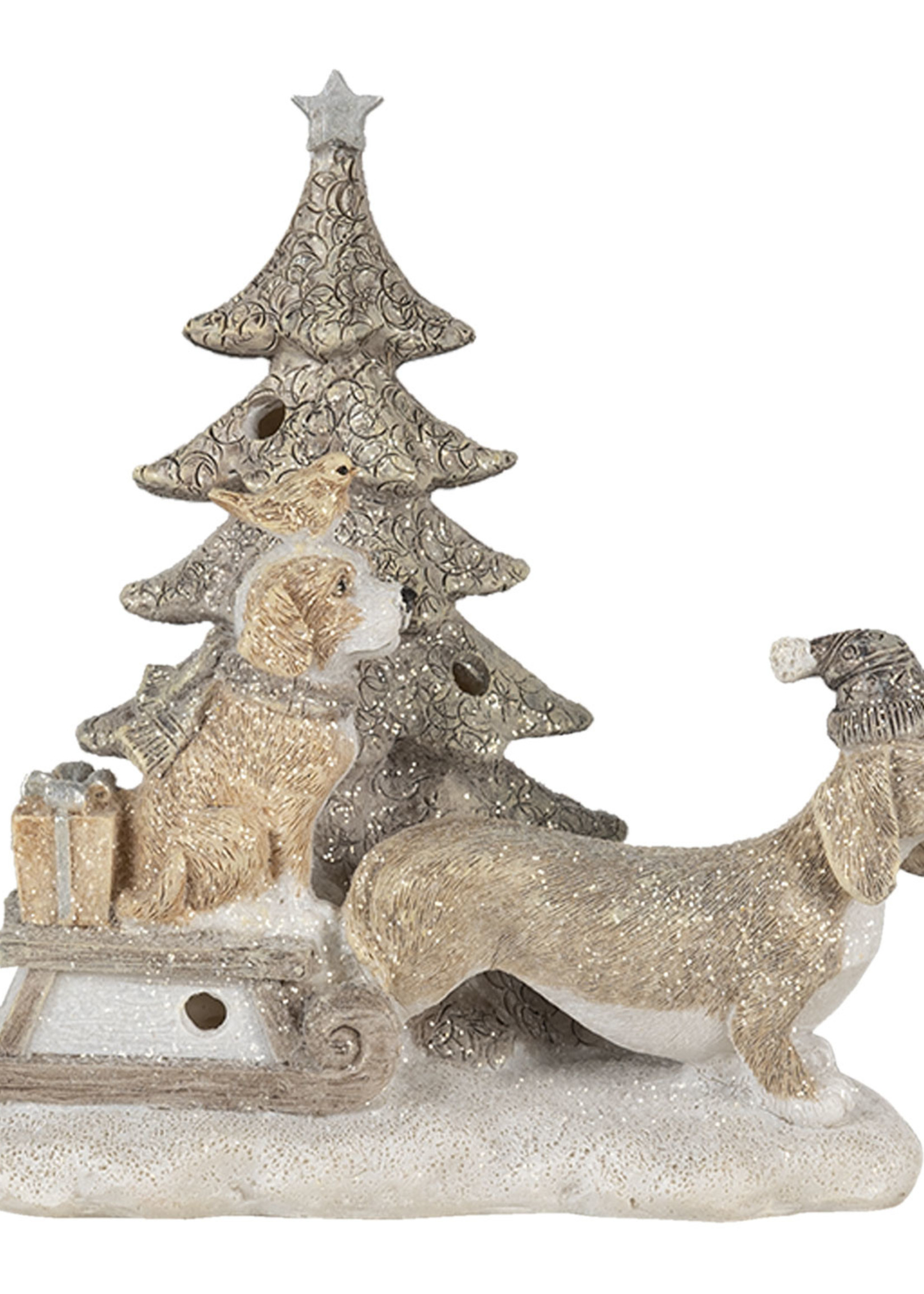 Clayre & Eef Decoratie honden bij kerstboom LED 16*8*15 cm 6PR4630
