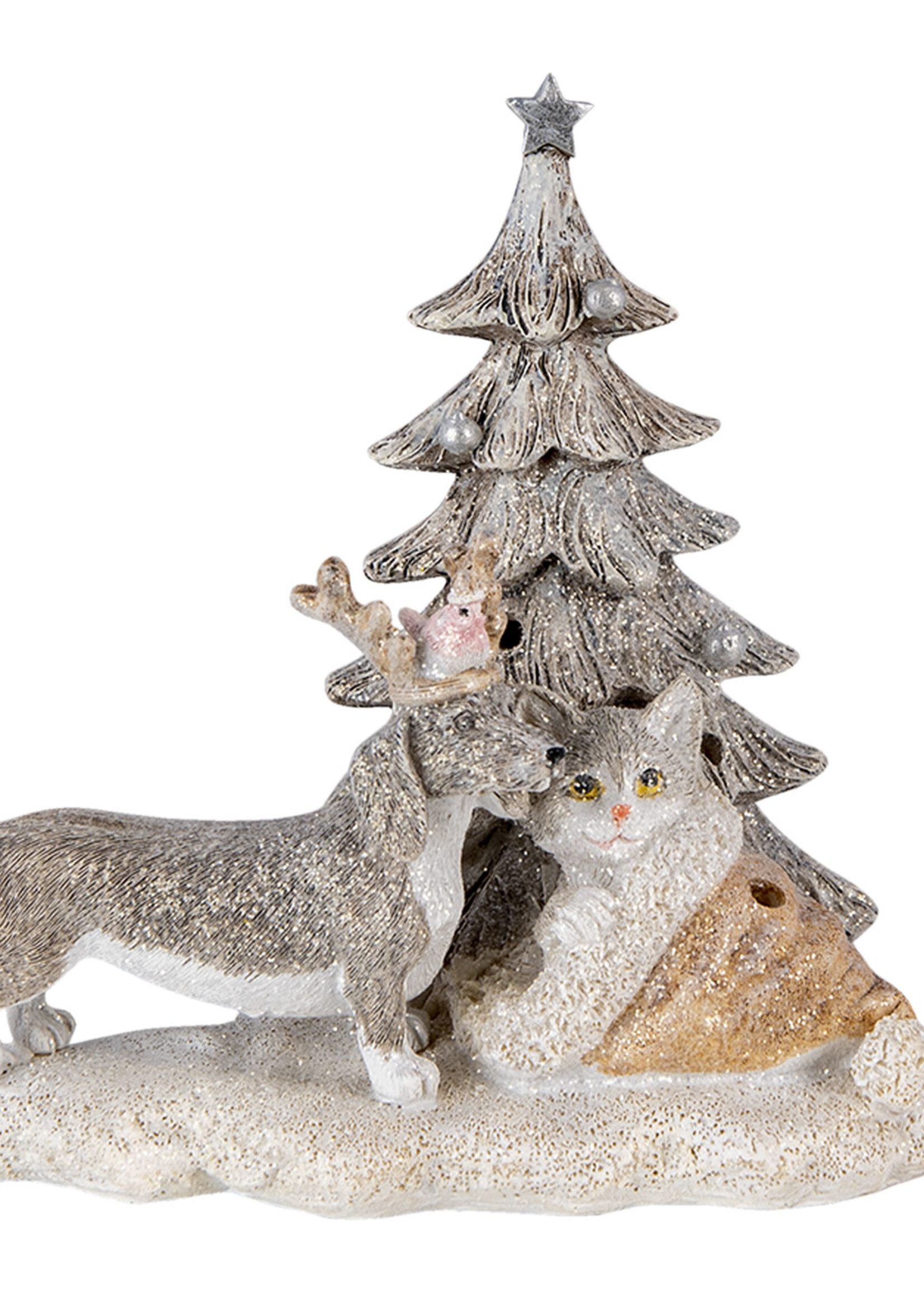 Clayre & Eef Décoration chien et chat LED 16*10*15 cm 6PR4631