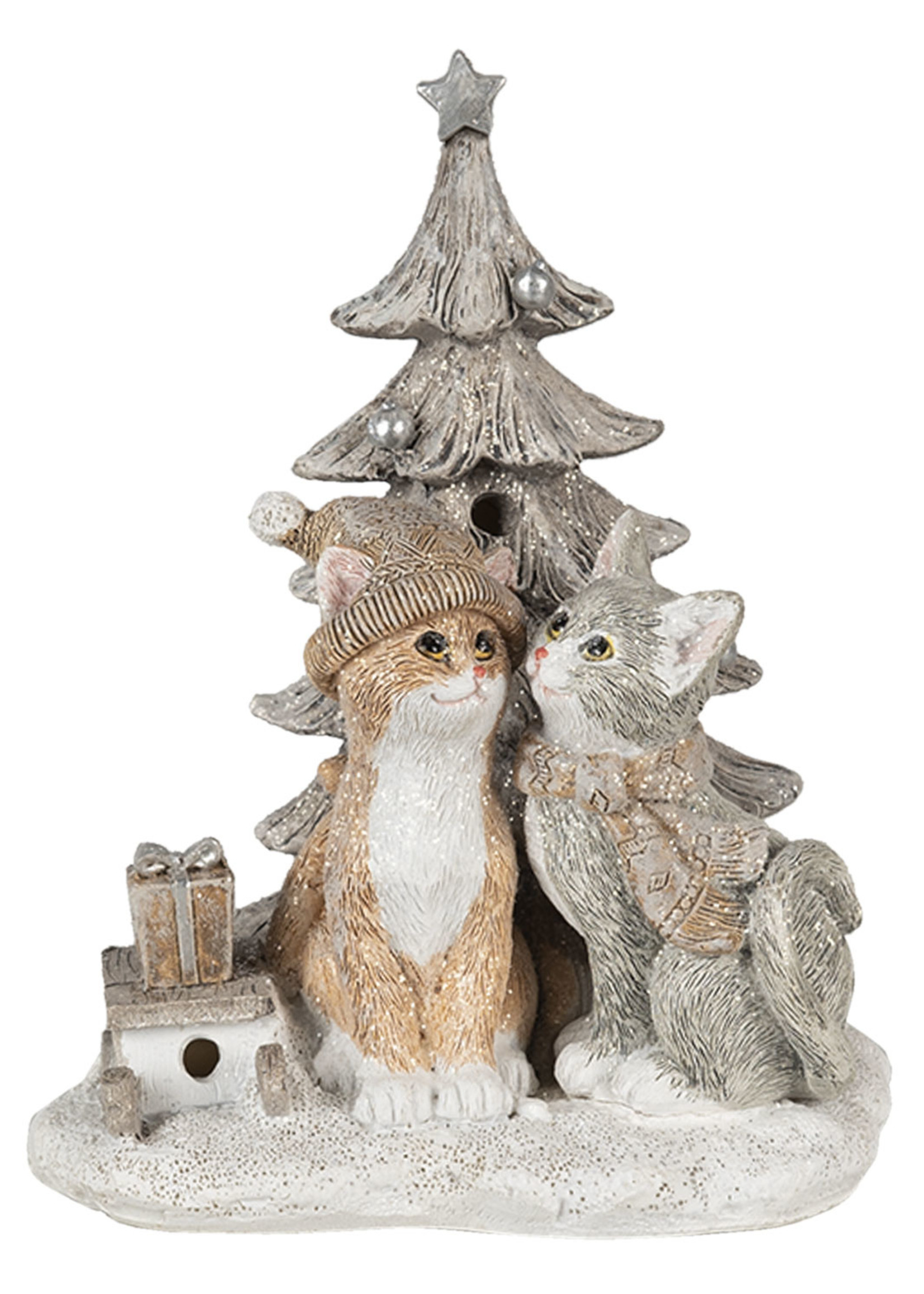 Clayre & Eef Décoration chats au arbre de Noël LED 12*10*16 cm 6PR4632