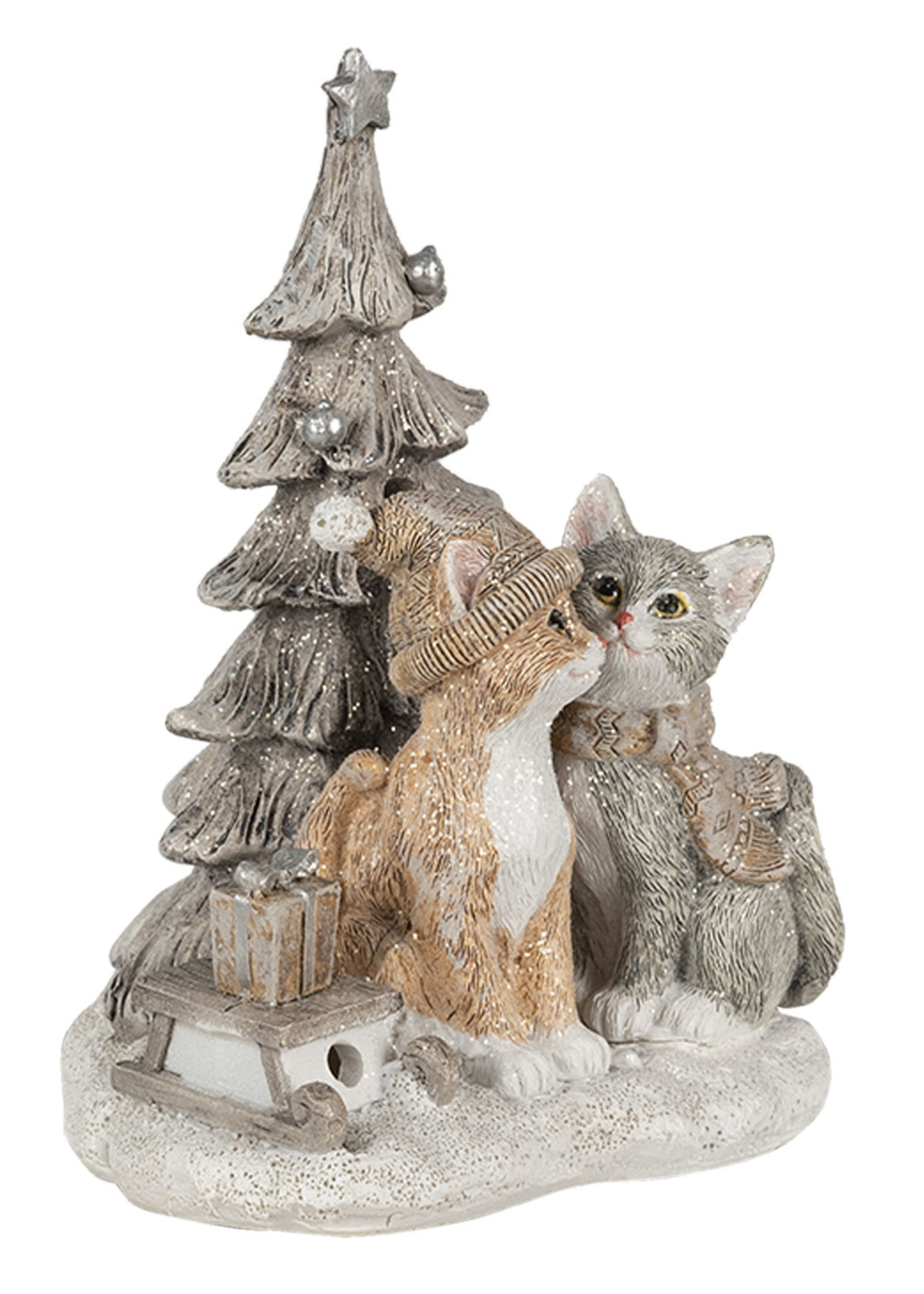 Clayre & Eef Décoration chats au arbre de Noël LED 12*10*16 cm 6PR4632