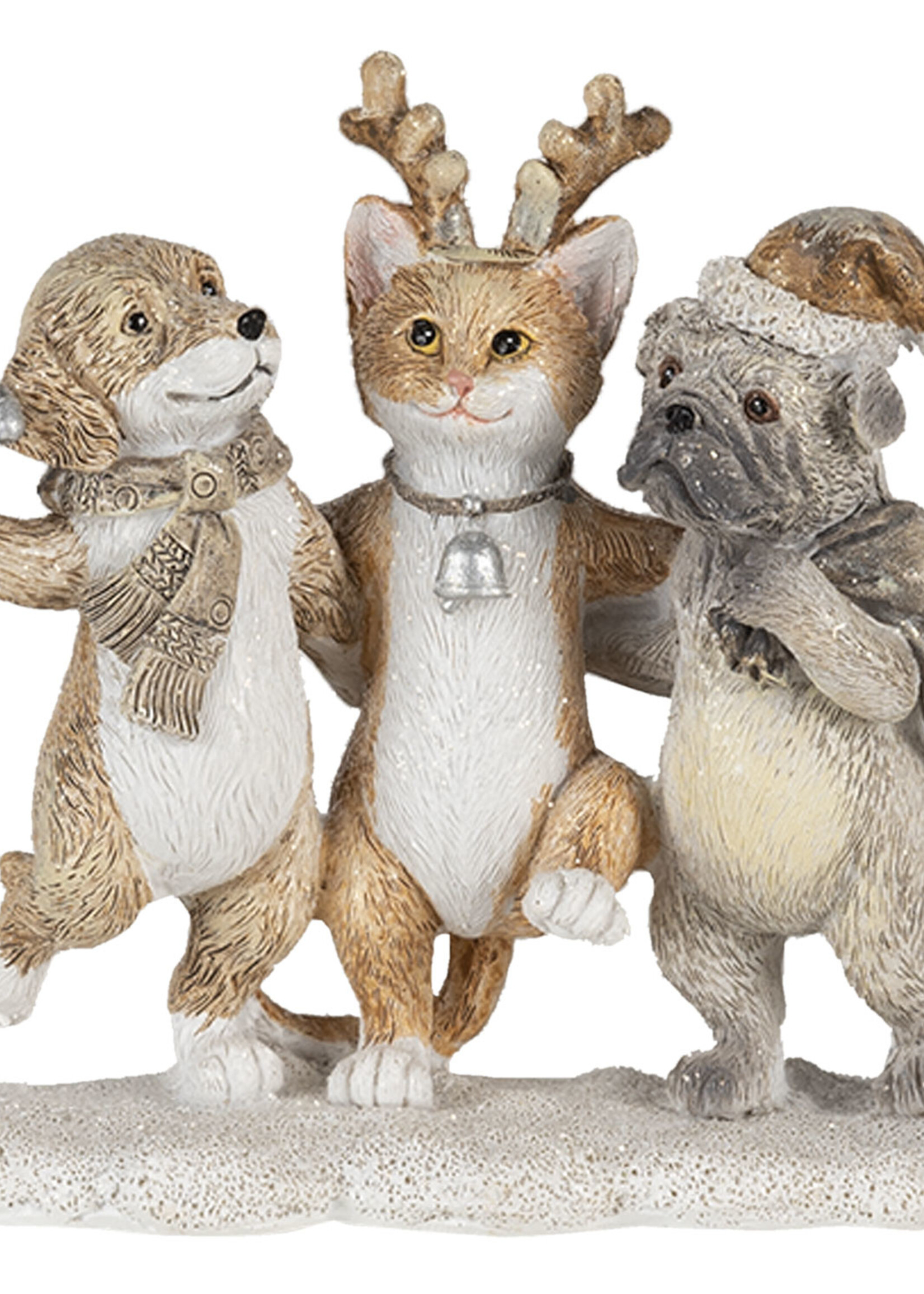 Clayre & Eef Decoratie honden en kat 13*5*12 cm 6PR4633