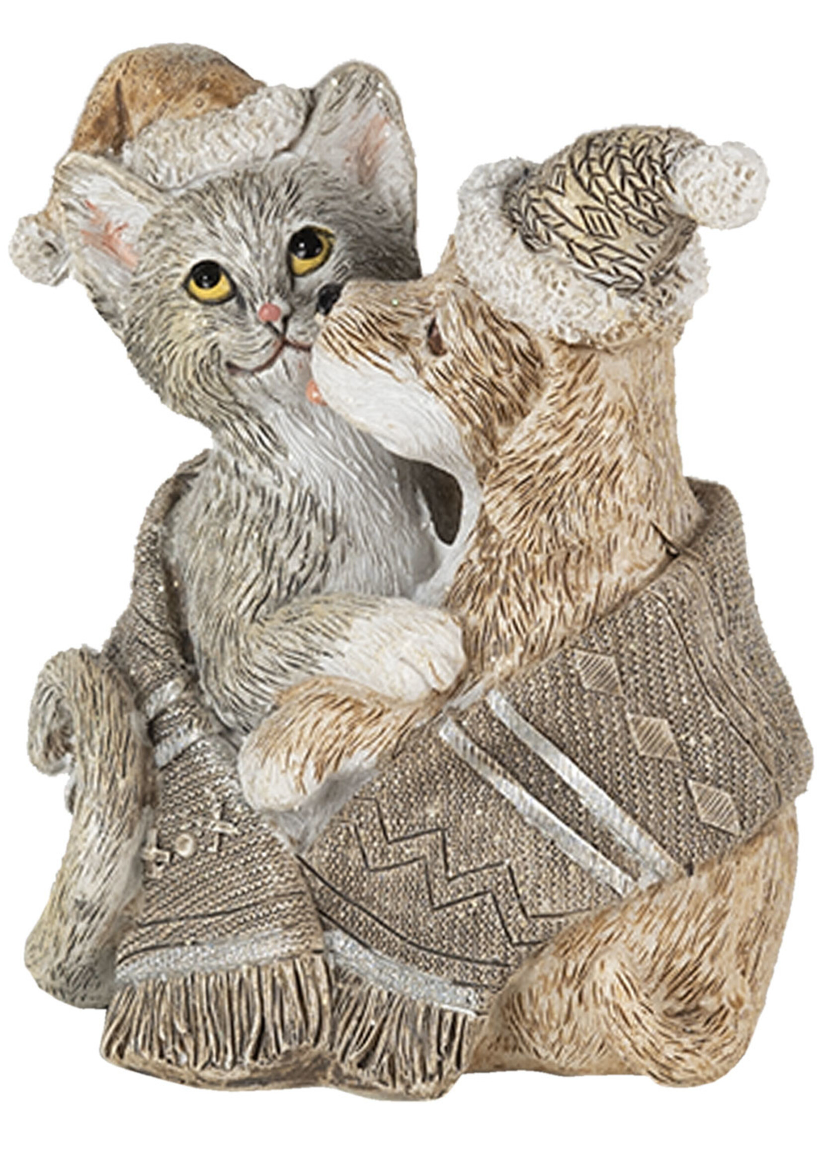 Clayre & Eef Decoratie hond en kat 8*5*9 cm 6PR4634