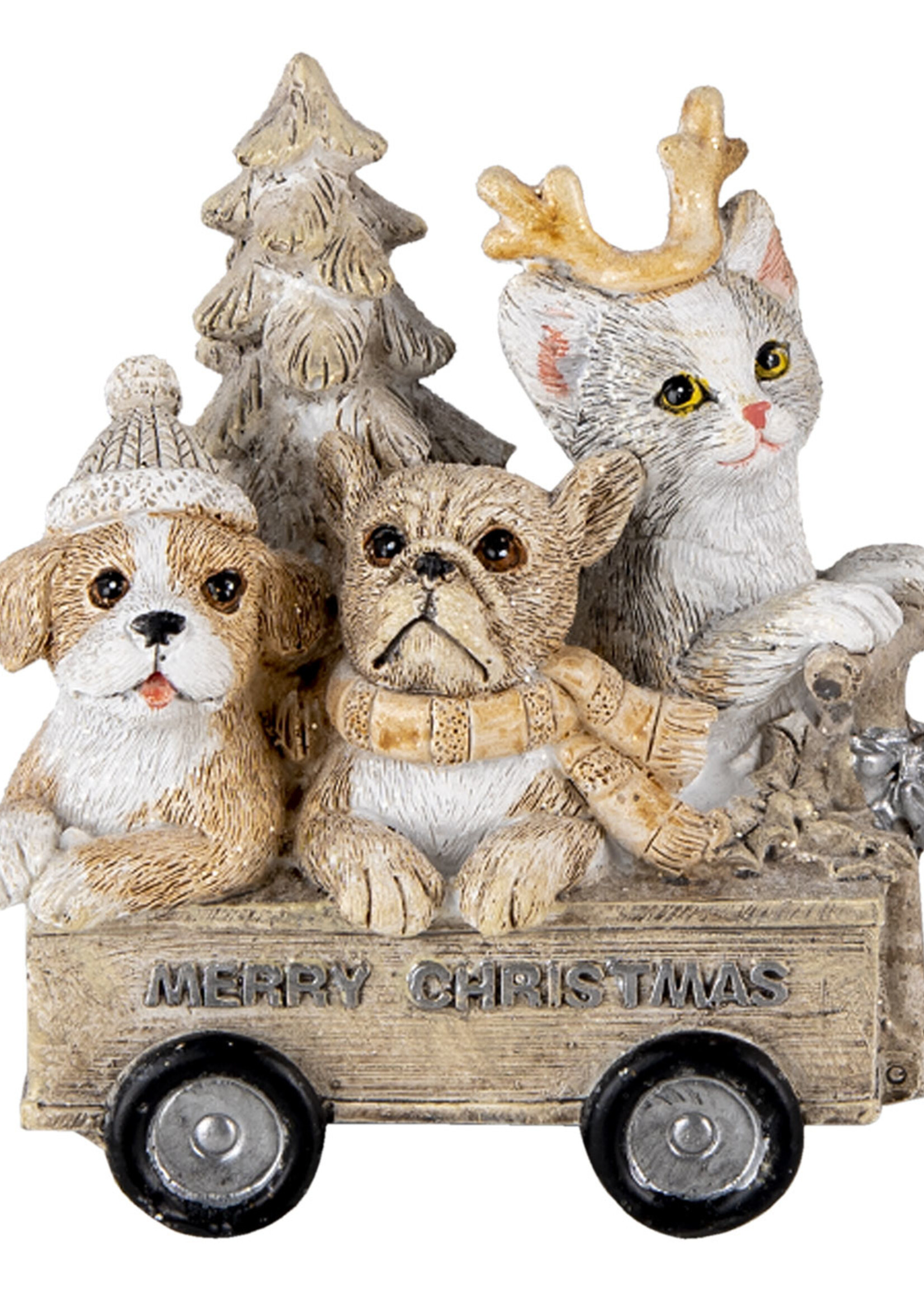 Clayre & Eef Décoration animeaux dans le chariot 9*7*11 cm 6PR4636