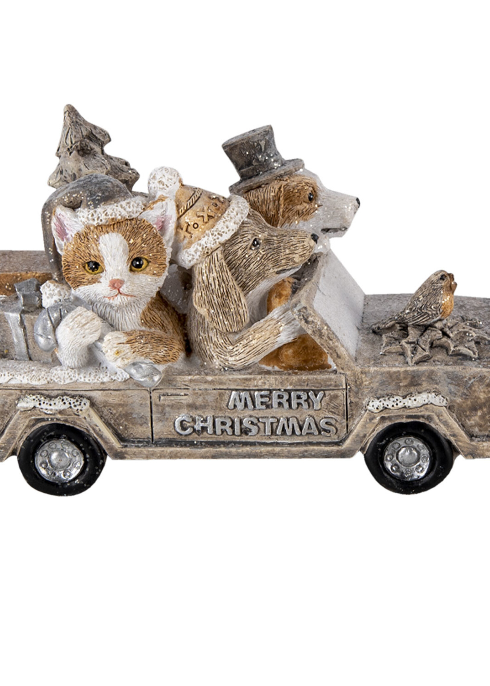Clayre & Eef Décoration animaux en voiture 15*7*9 cm 6PR4638