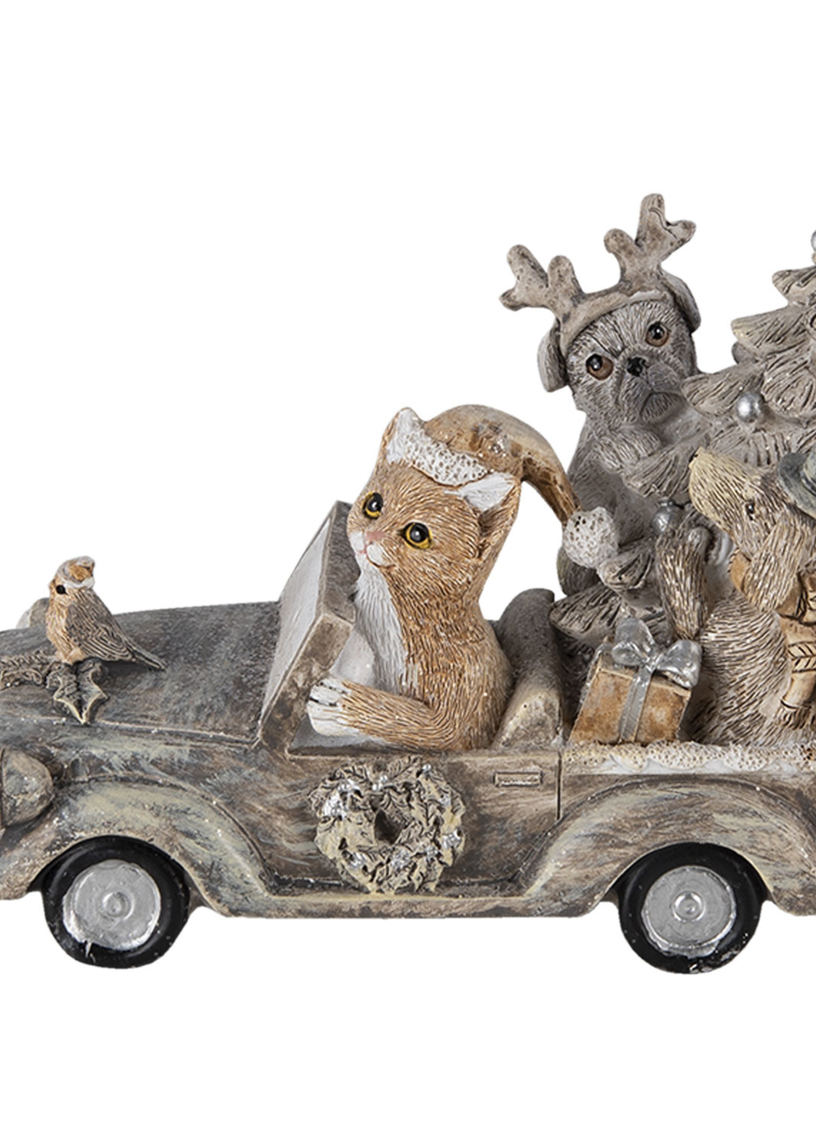 Clayre & Eef Décoration animaux en voiture 16*8*11 cm 6PR4639