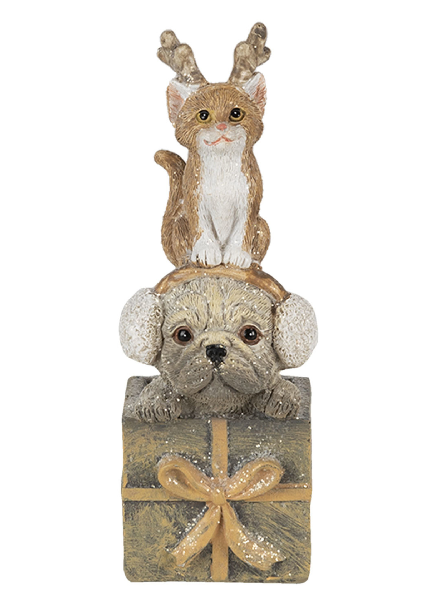 Clayre & Eef Decoratie hond en kat 5*5*13 cm 6PR4642