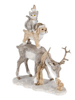 Clayre & Eef Décoration cerf avec chien, chat et poule 17*9*21 cm 6PR4645