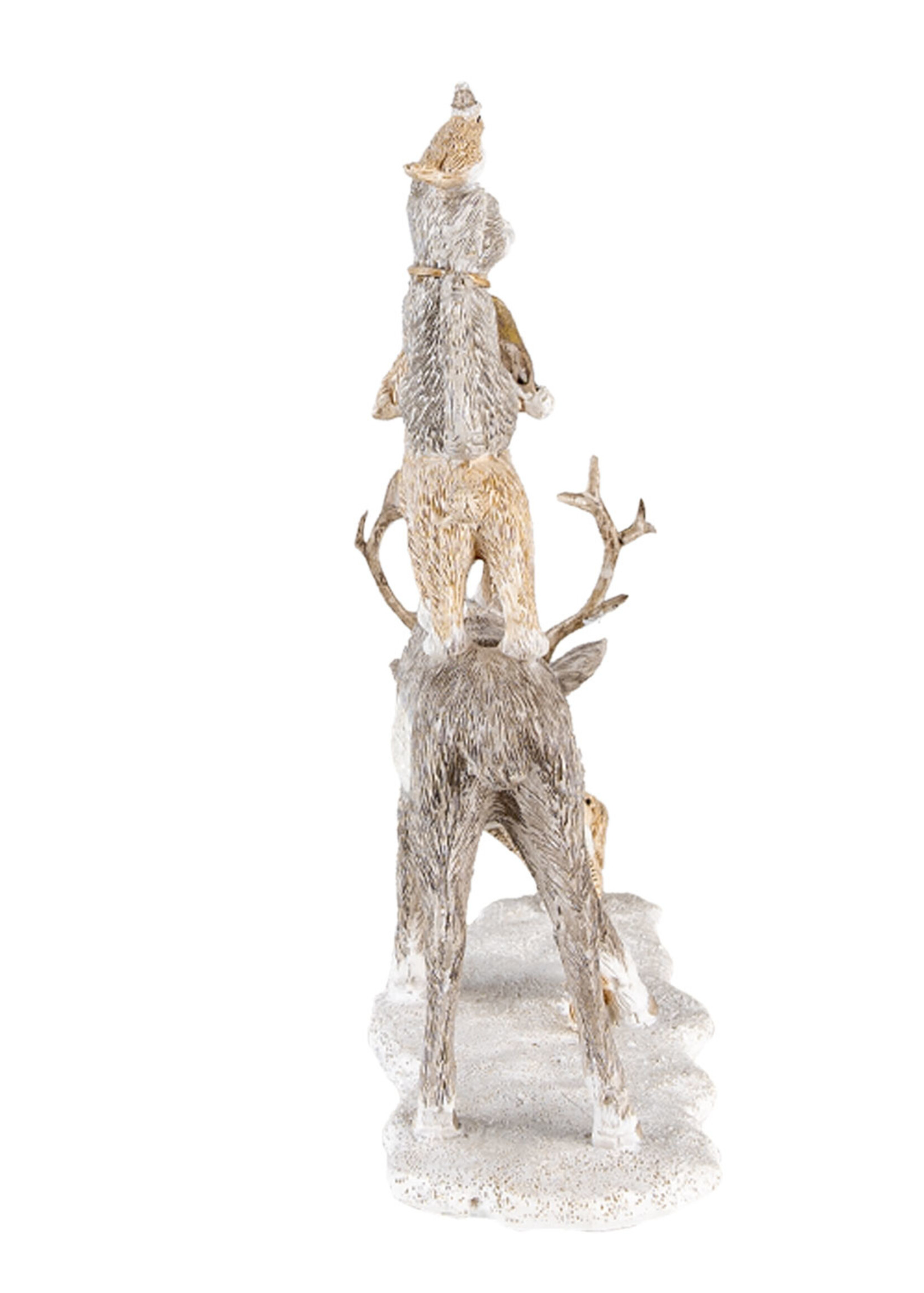 Clayre & Eef Décoration cerf avec chien, chat et poule 17*9*21 cm 6PR4645