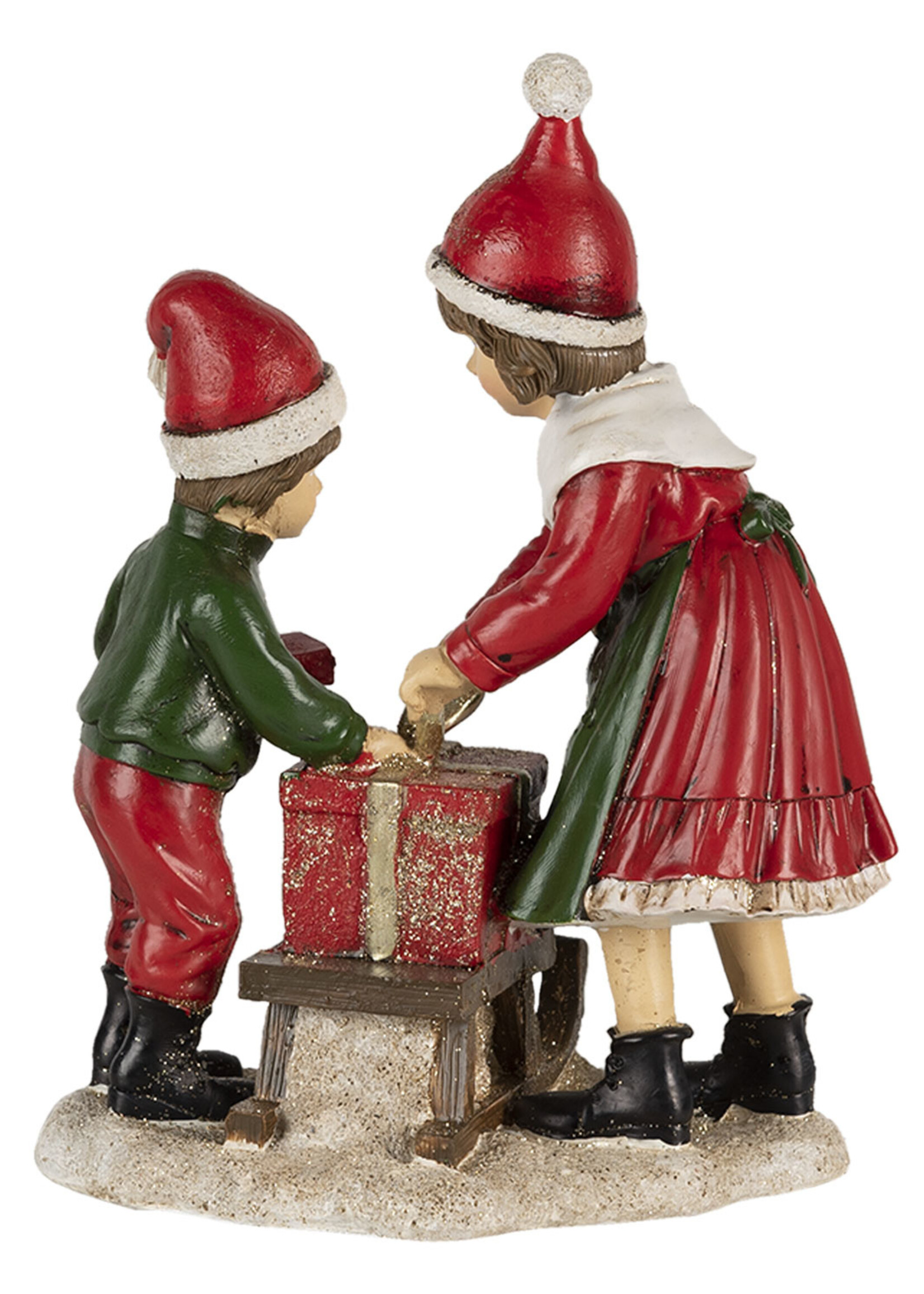 Clayre & Eef Decoratie kinderen met slee 15*10*20 cm 6PR4668