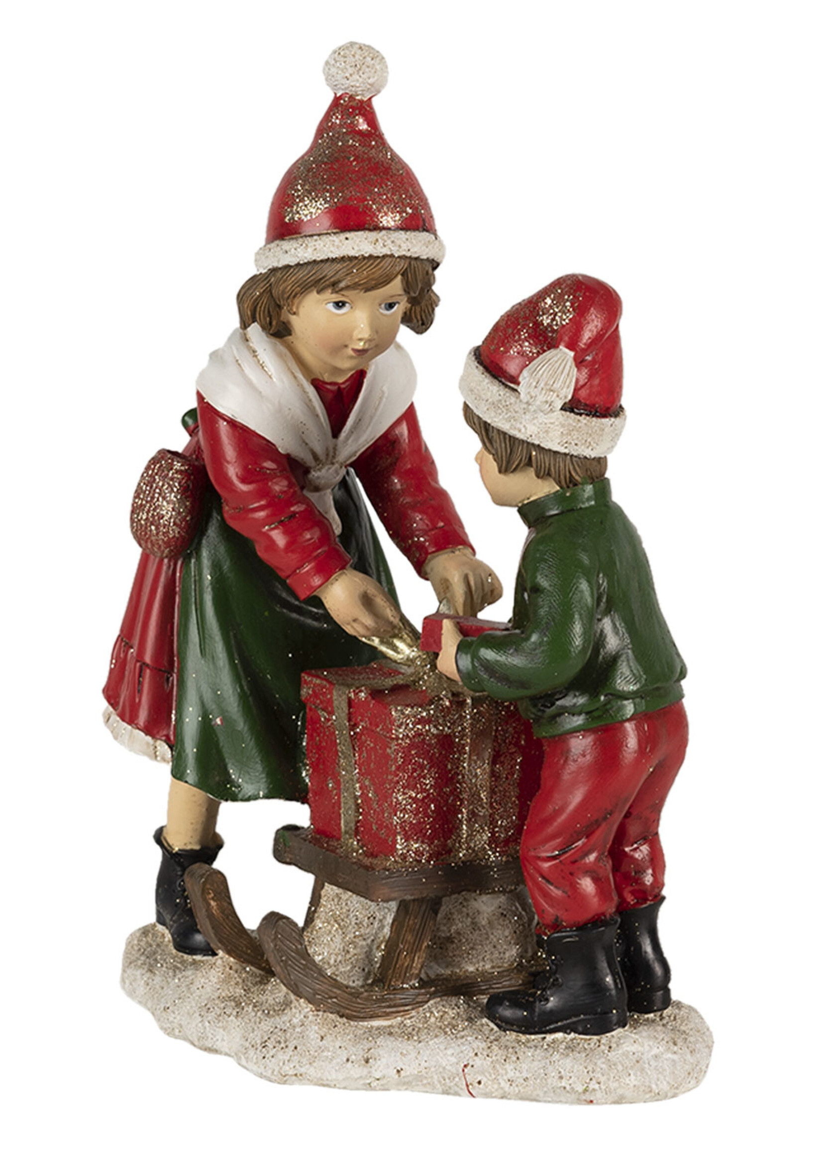 Clayre & Eef Decoratie kinderen met slee 15*10*20 cm 6PR4668