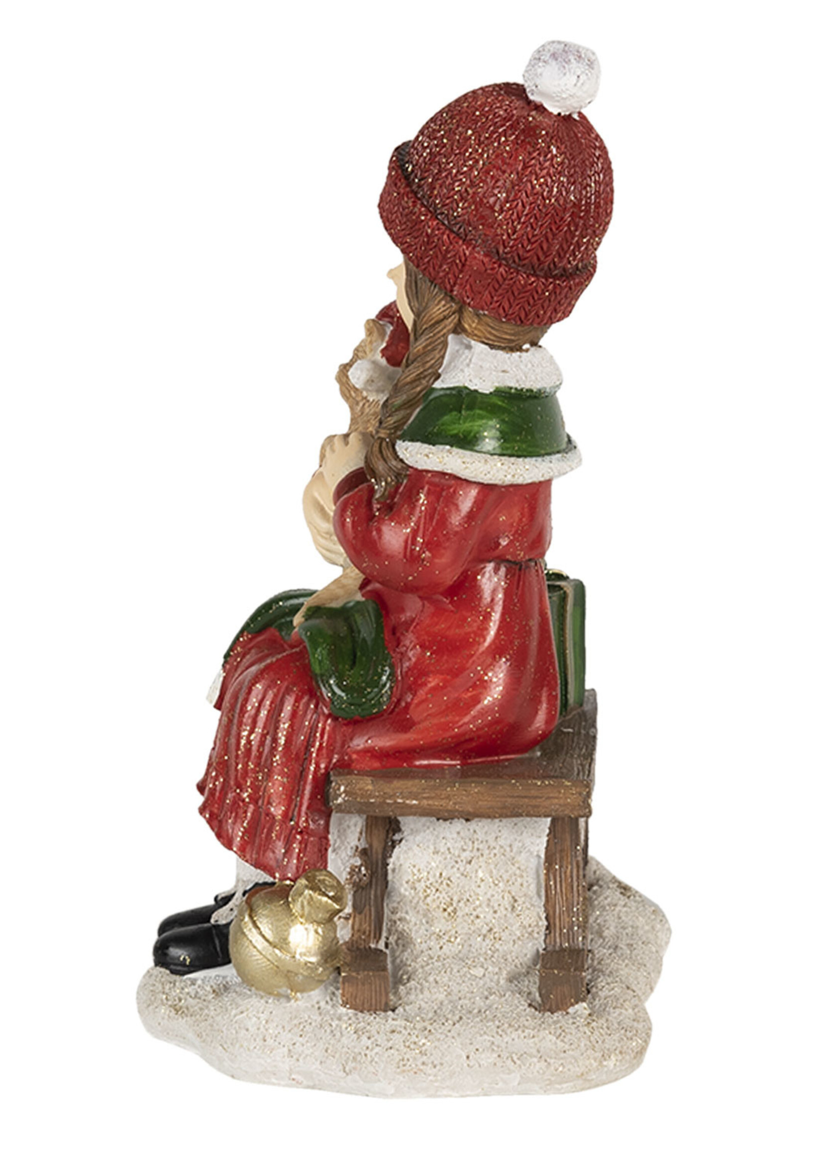 Clayre & Eef Decoratie kind op slee 14*9*17 cm 6PR4669