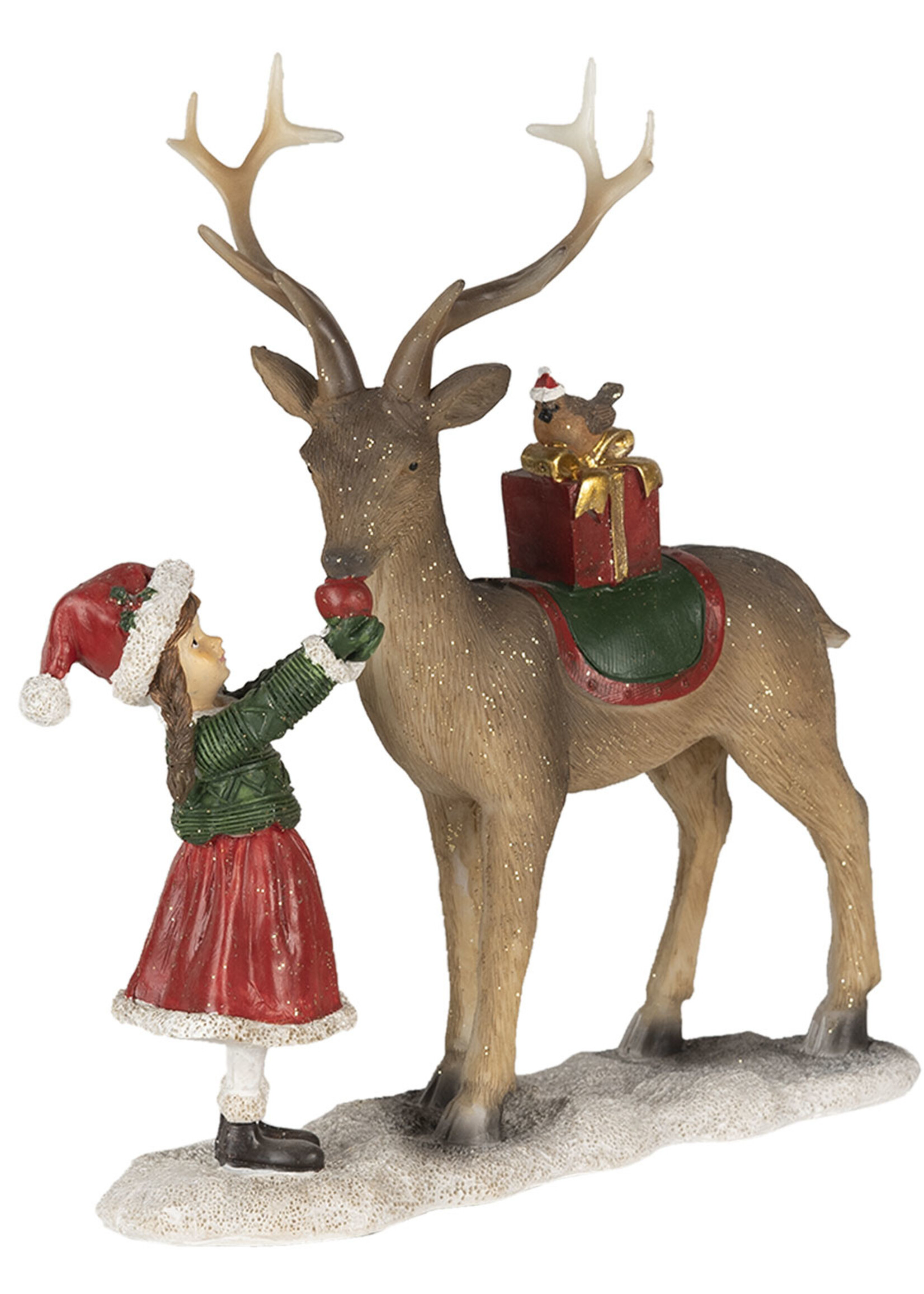 Clayre & Eef Decoratie kind met rendier 19*7*21 cm 6PR4670