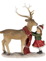 Clayre & Eef Decoratie kind met rendier 18*8*21 cm 6PR4671