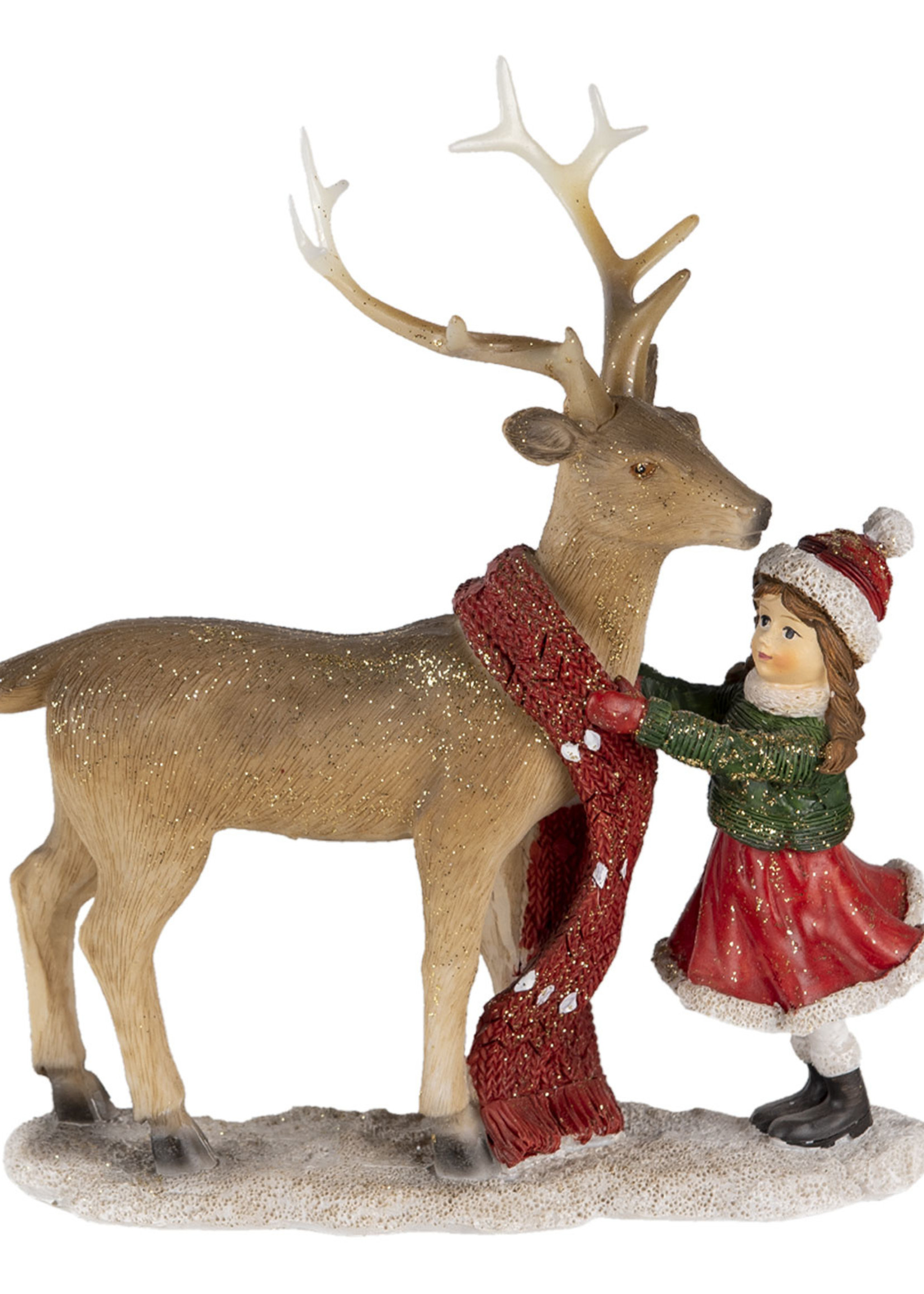 Clayre & Eef Decoratie kind met rendier 18*8*21 cm 6PR4671