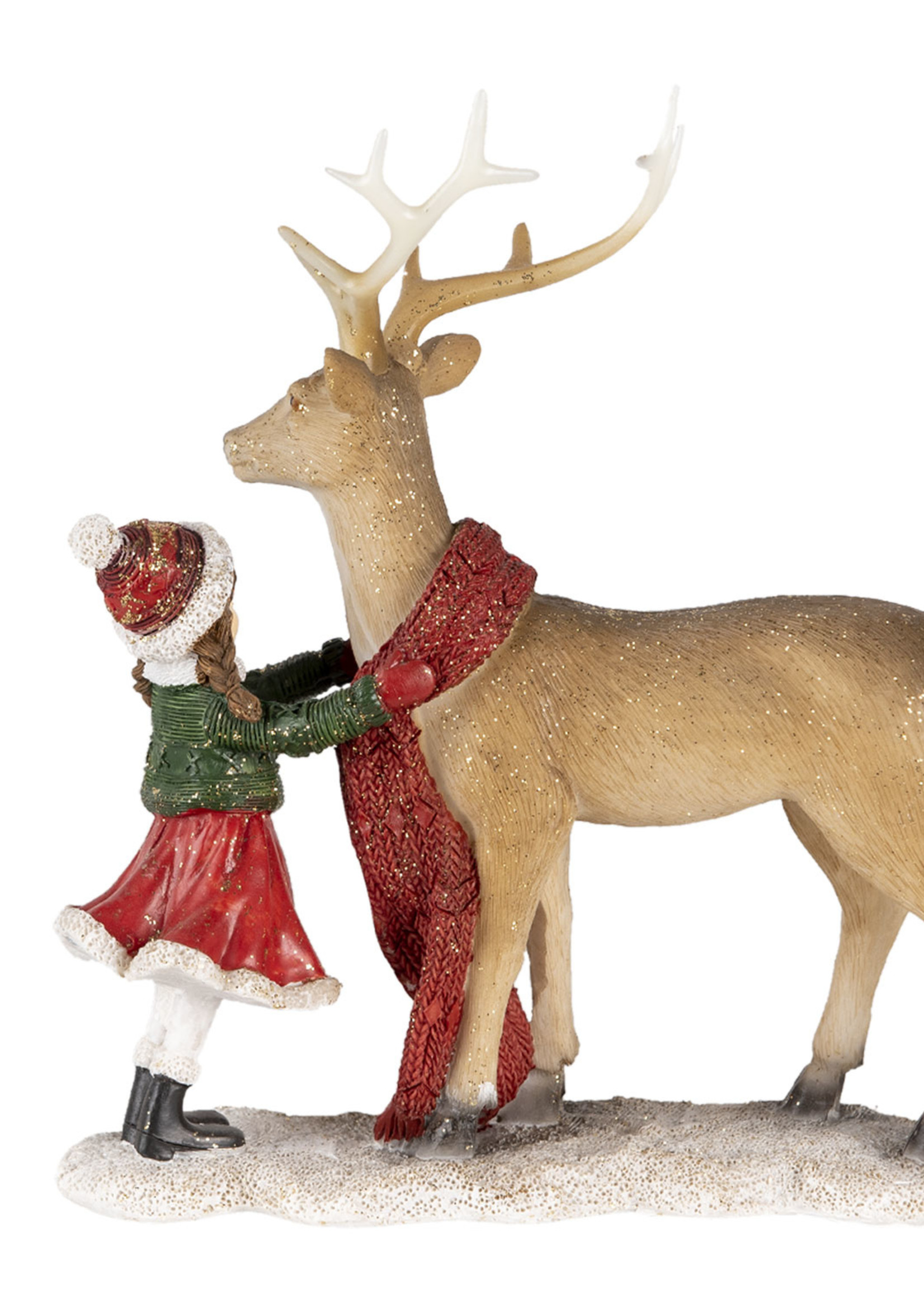 Clayre & Eef Decoratie kind met rendier 18*8*21 cm 6PR4671