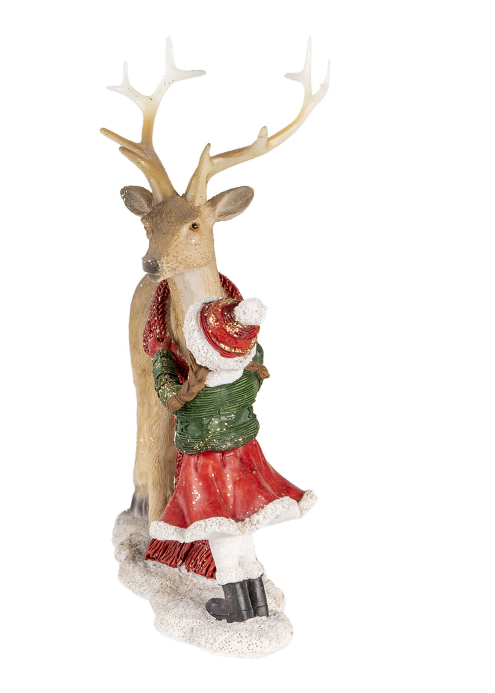 Clayre & Eef Decoratie kind met rendier 18*8*21 cm 6PR4671