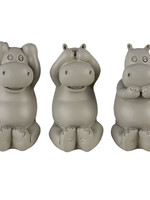 Clayre & Eef Decoratie nijlpaarden horen, zien en zwijgen 15*6*9 cm 6PR4679