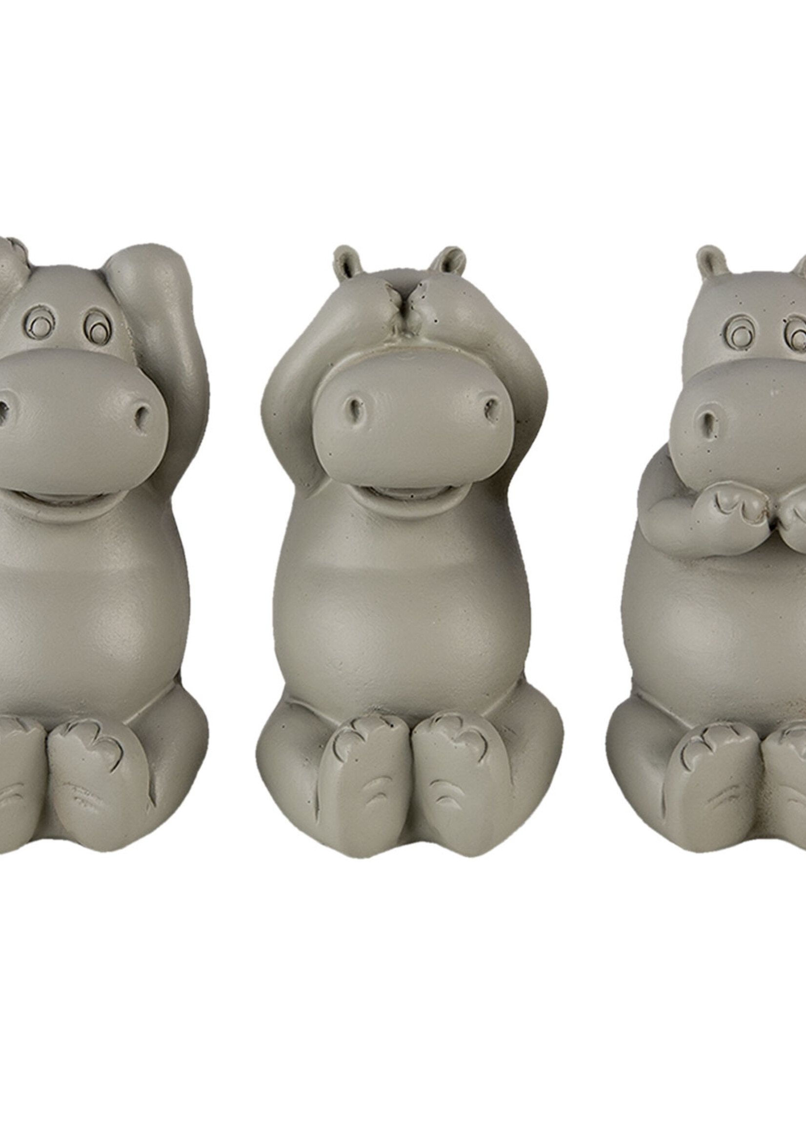 Clayre & Eef Décoration hippopotames entendre, voir rester sil 15*6*9 cm 6PR4679