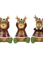 Clayre & Eef Decoratie rendieren horen, zien en zwijgen 18*5*9 cm 6PR4681
