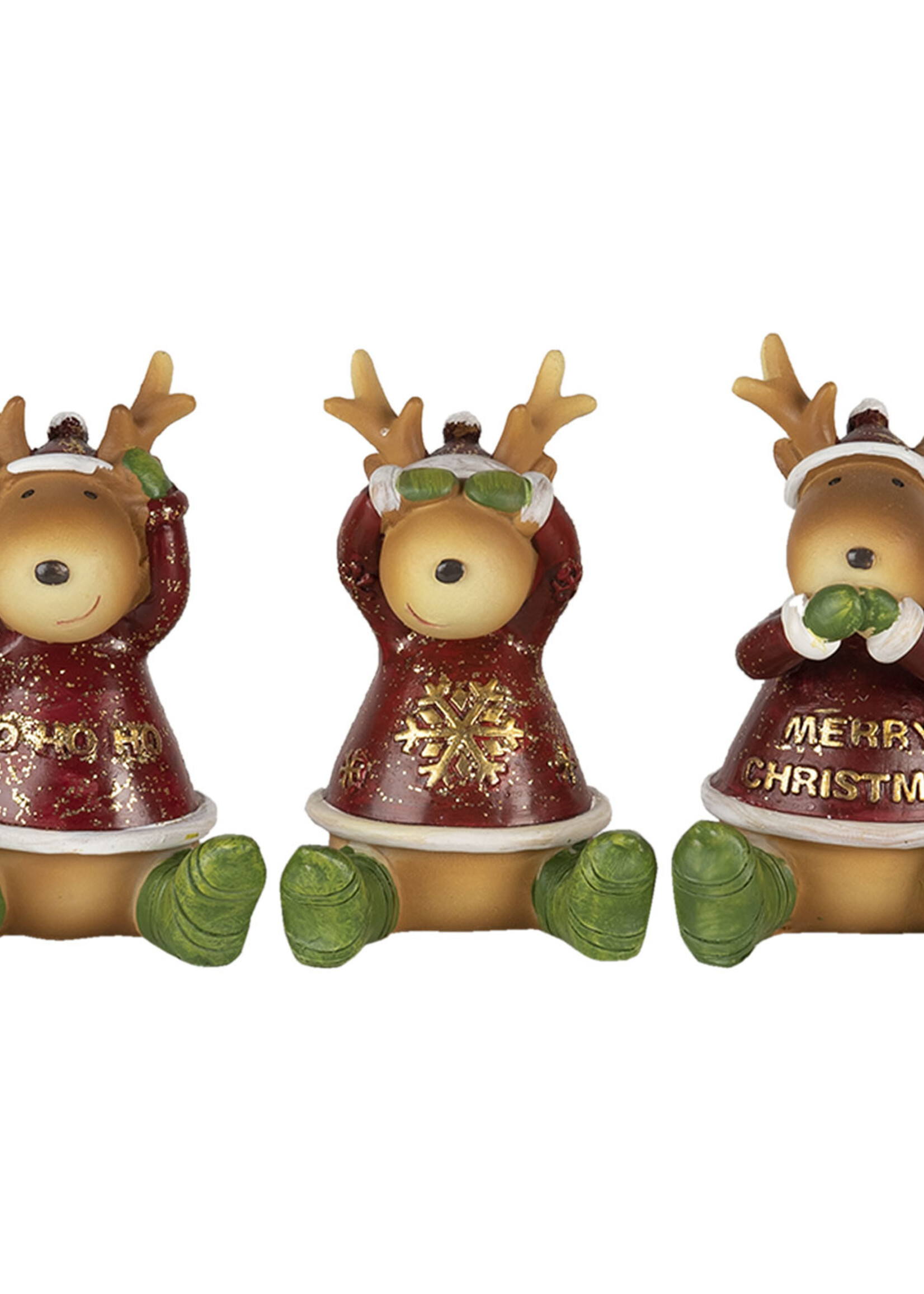 Clayre & Eef Decoratie rendieren horen, zien en zwijgen 18*5*9 cm 6PR4681