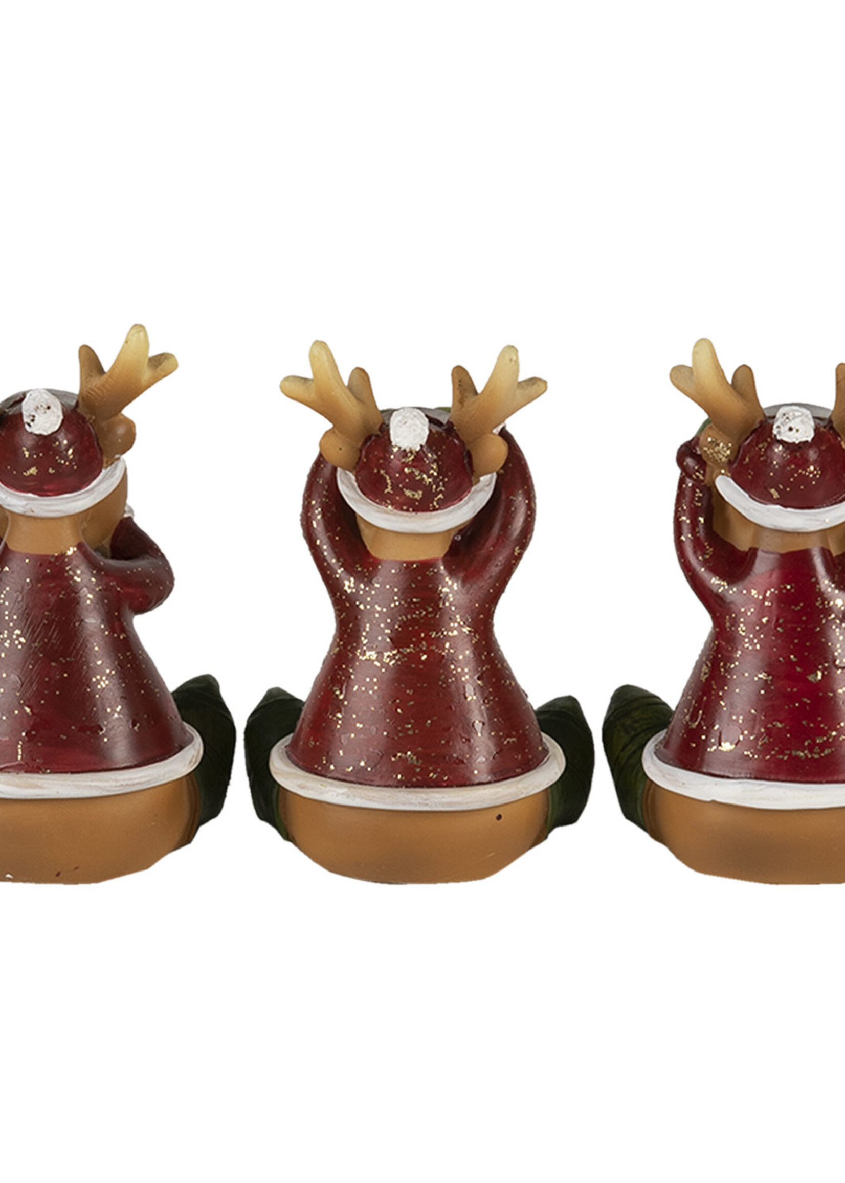 Clayre & Eef Décoration rennes entendre, voir rester sil 18*5*9 cm 6PR4681