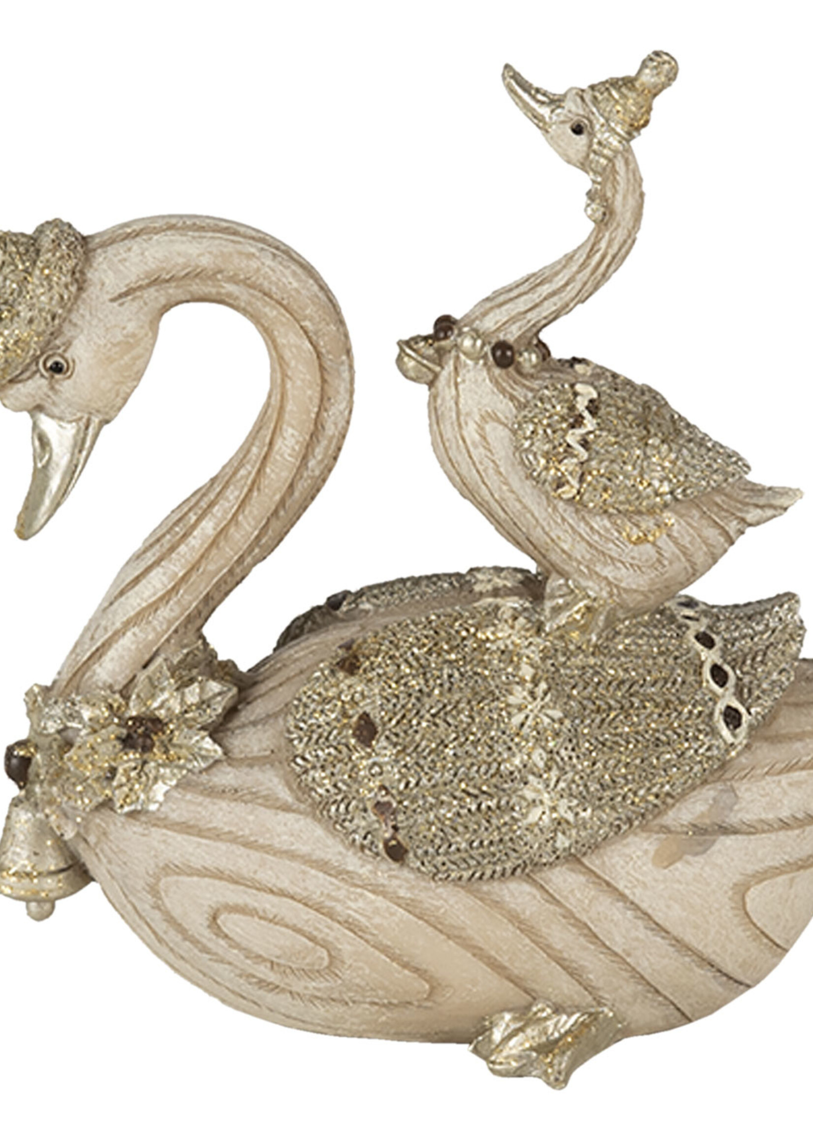 Clayre & Eef Décoration cygnes 11*6*10 cm 6PR4687