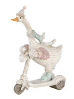 Clayre & Eef Decoratie gans op autoped 14*6*19 cm 6PR4688
