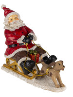 Clayre & Eef Décoration Père Noël sur traîneau 24*8*16 cm 6PR4710