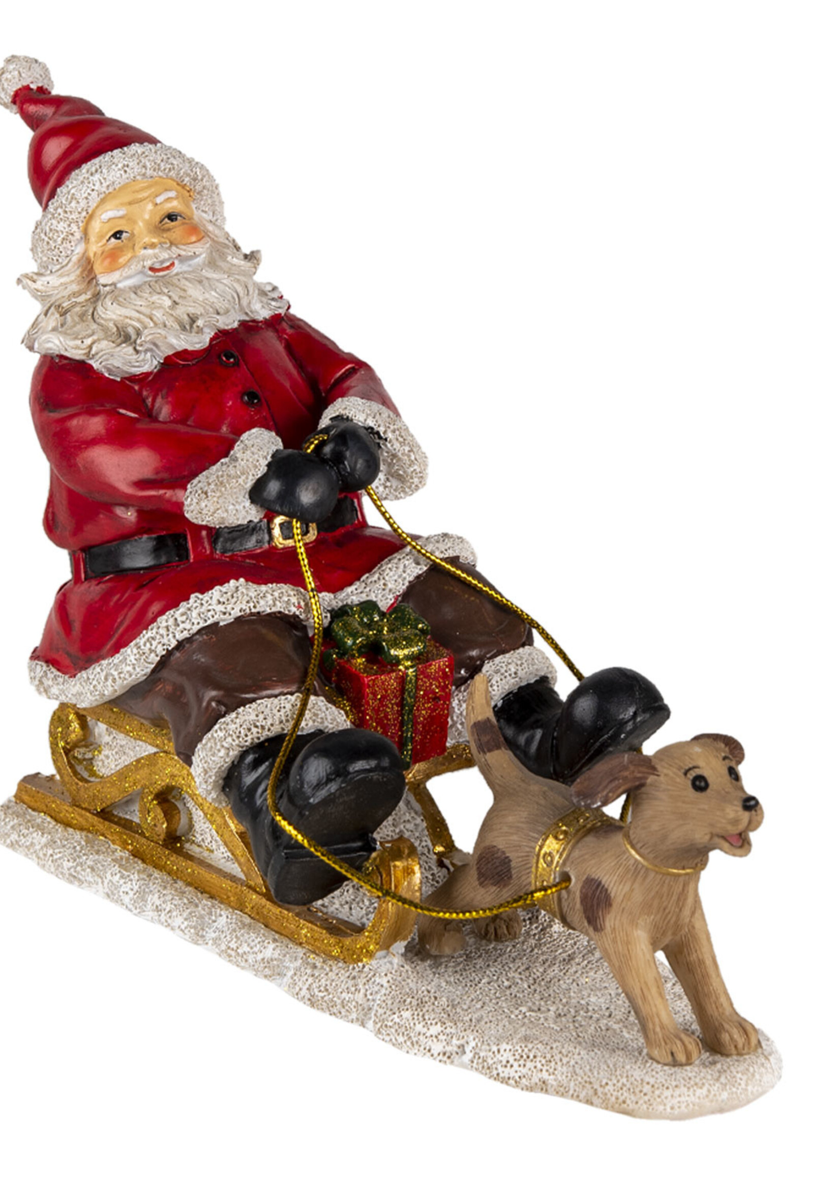 Clayre & Eef Décoration Père Noël sur traîneau 24*8*16 cm 6PR4710