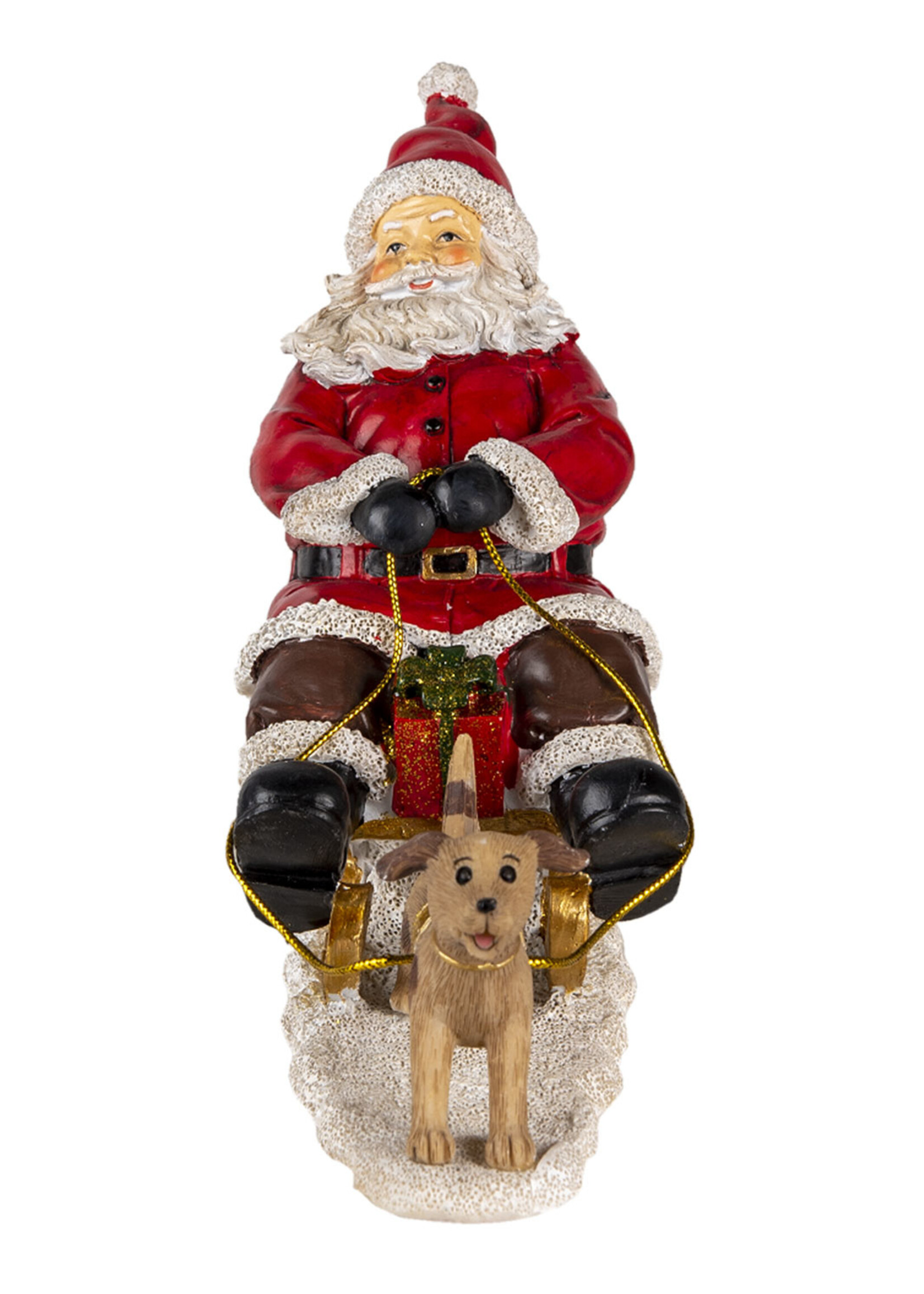 Clayre & Eef Decoratie kerstman op slee 24*8*16 cm 6PR4710