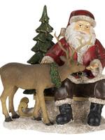 Clayre & Eef Decoratie kerstman met rendier 17*14*17 cm 6PR4711