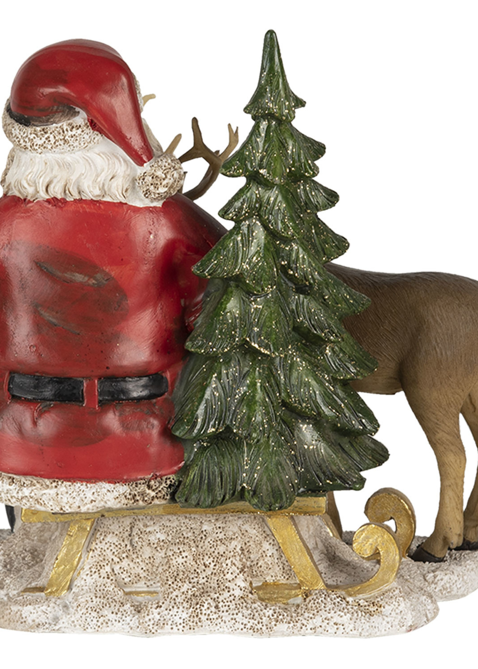 Clayre & Eef Decoratie kerstman met rendier 17*14*17 cm 6PR4711