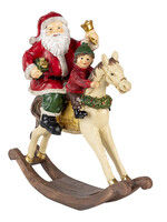 Clayre & Eef Decoratie kerstman op hobbelpaard 20*8*21 cm 6PR4712