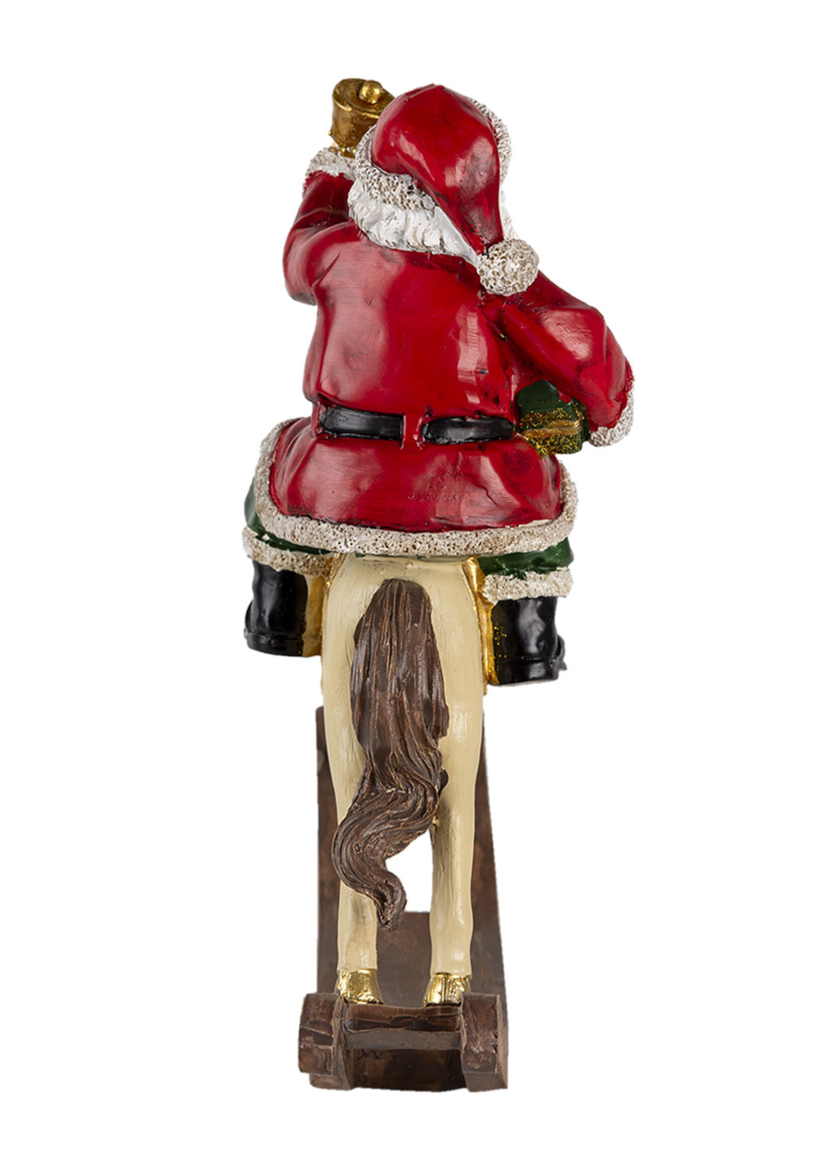 Clayre & Eef Decoratie kerstman op hobbelpaard 20*8*21 cm 6PR4712