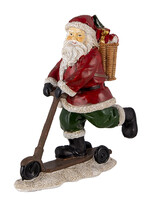 Clayre & Eef Decoratie kerstman op autoped 13*6*15 cm 6PR4717