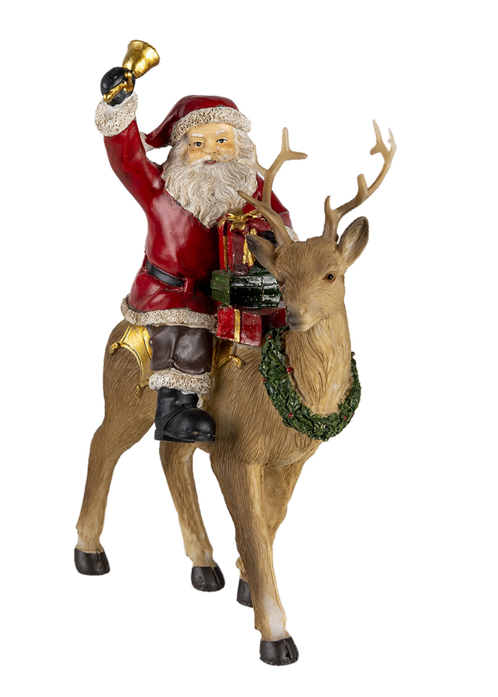 Clayre & Eef Kerstman op rendier 16*9*22 cm 6PR4718