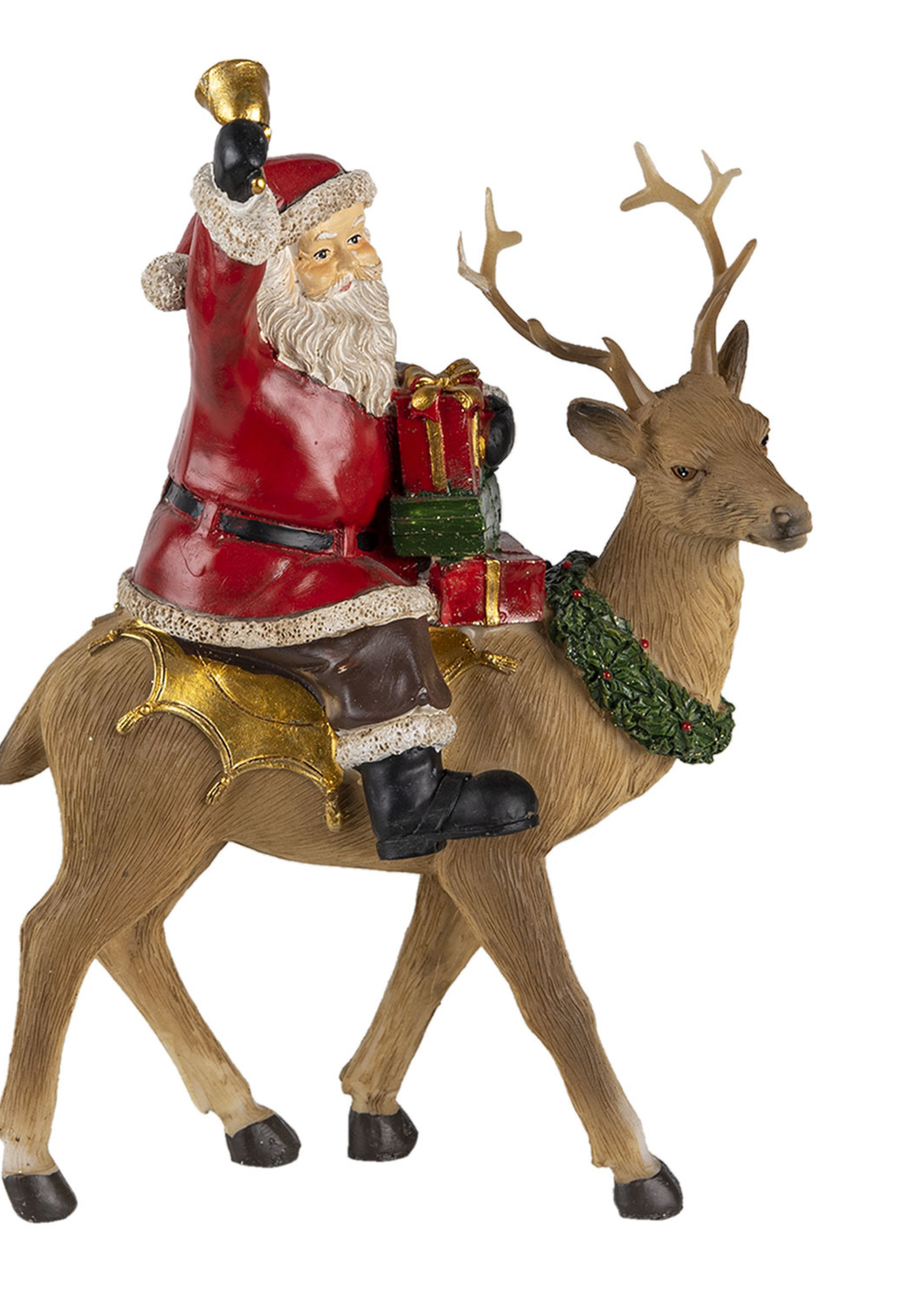 Clayre & Eef Père Noël sur le renne 16*9*22 cm 6PR4718