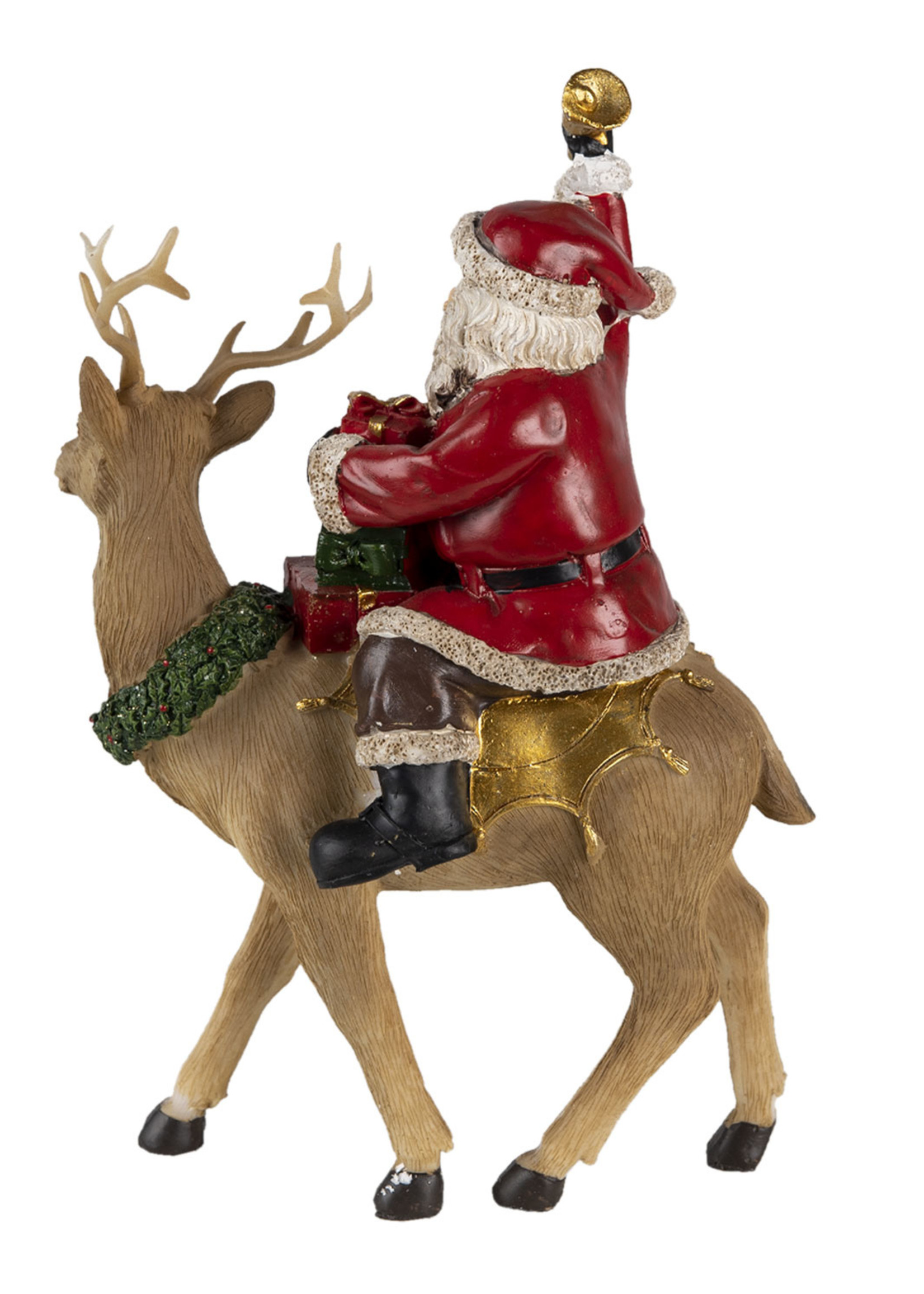 Clayre & Eef Kerstman op rendier 16*9*22 cm 6PR4718