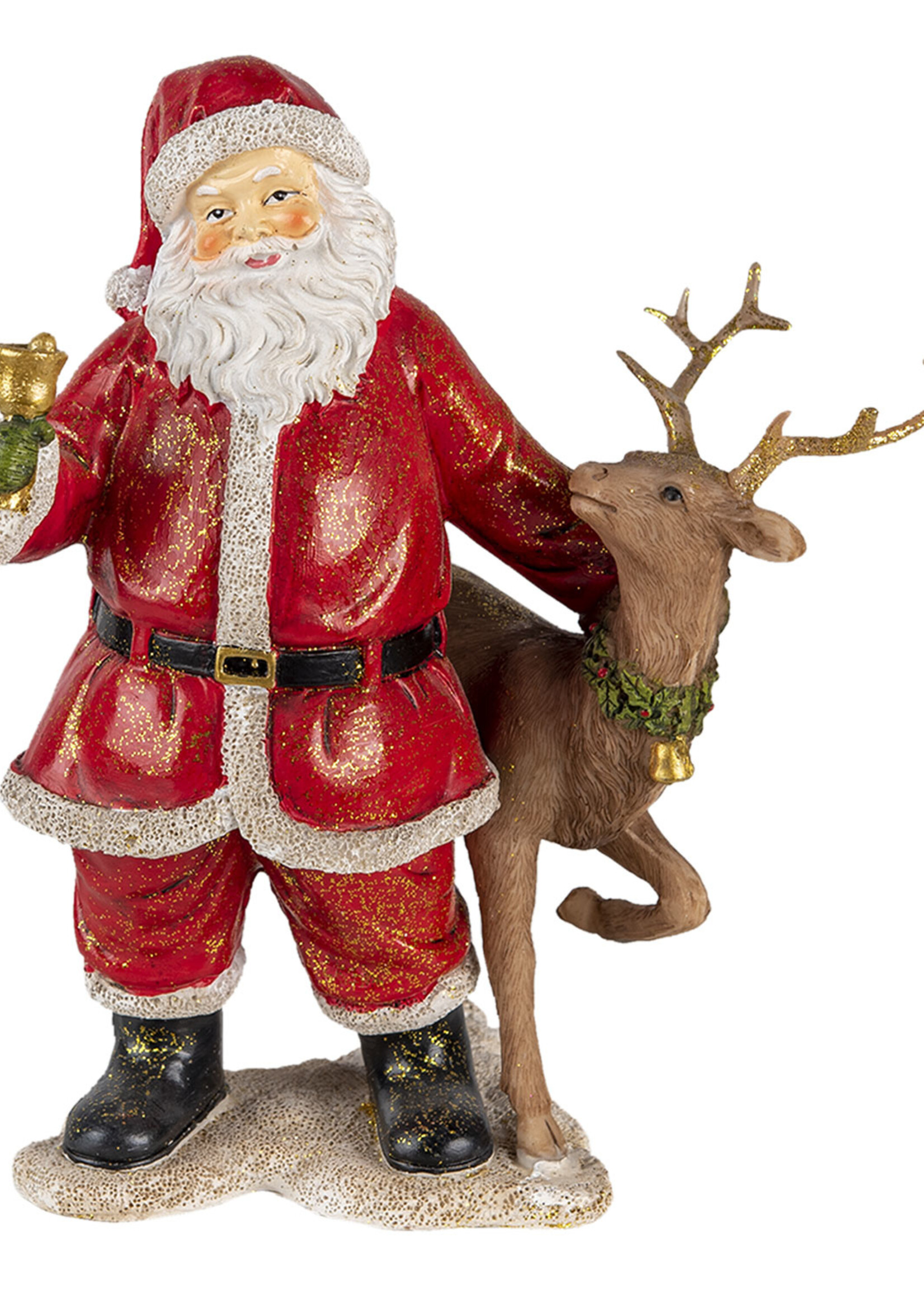 Clayre & Eef Décoration Père Noël avec renne 19*11*20 cm 6PR4722