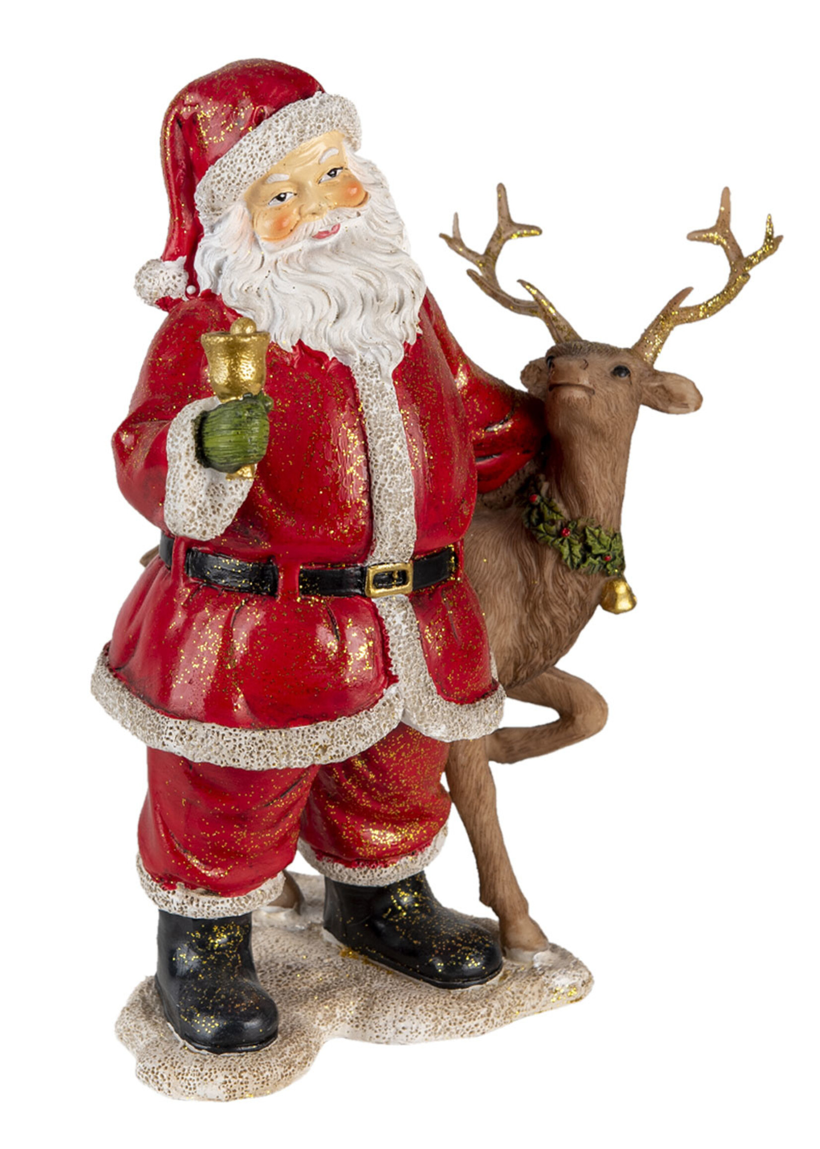 Clayre & Eef Décoration Père Noël avec renne 19*11*20 cm 6PR4722