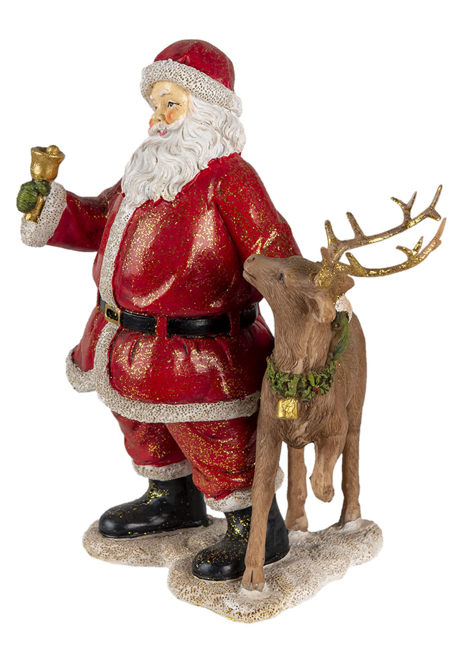 Clayre & Eef Décoration Père Noël avec renne 19*11*20 cm 6PR4722