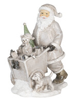 Clayre & Eef Decoratie kerstman met kar 12*8*15 cm 6PR4728