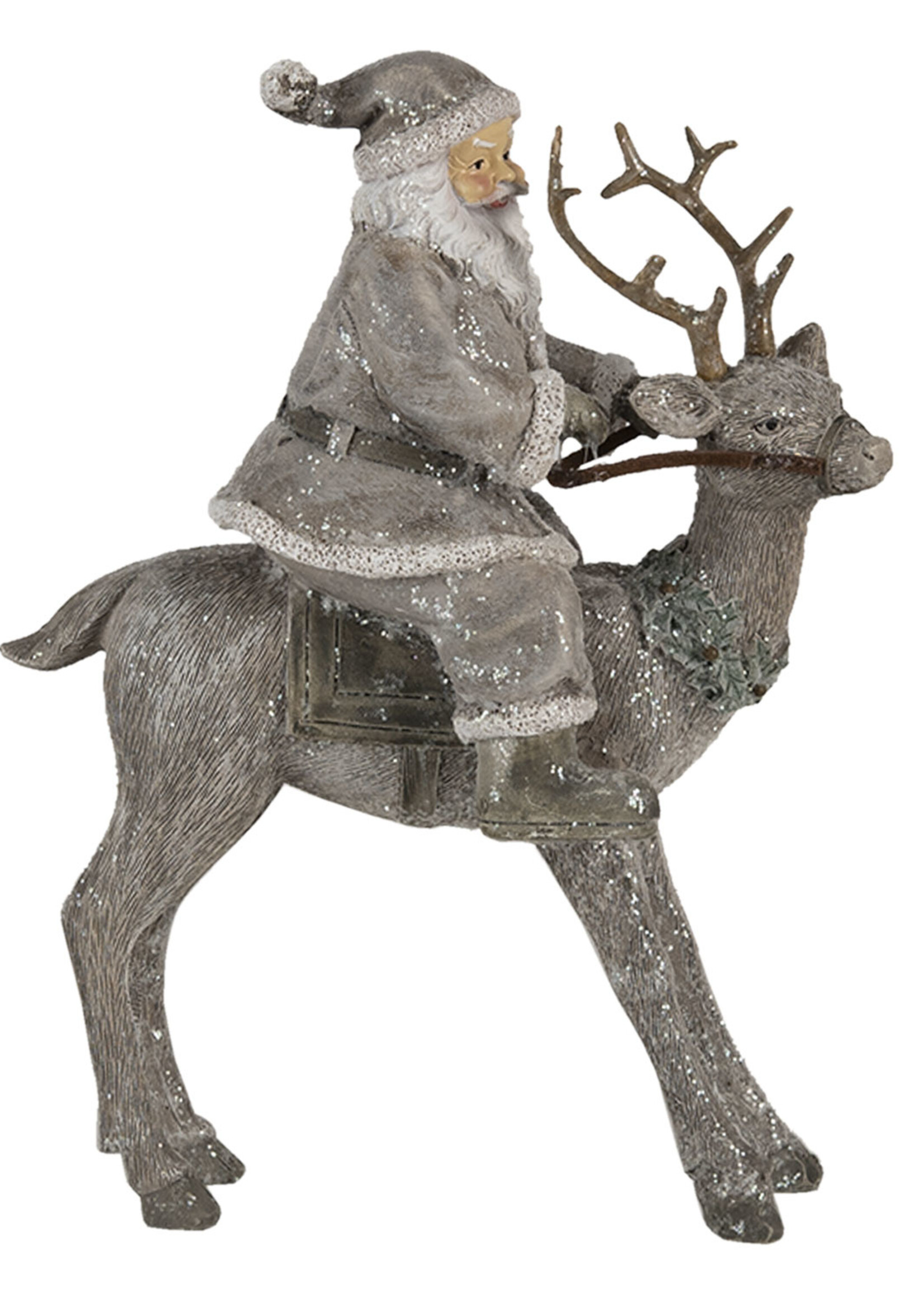 Clayre & Eef Père Noël sur le renne 16*8*21 cm 6PR4730