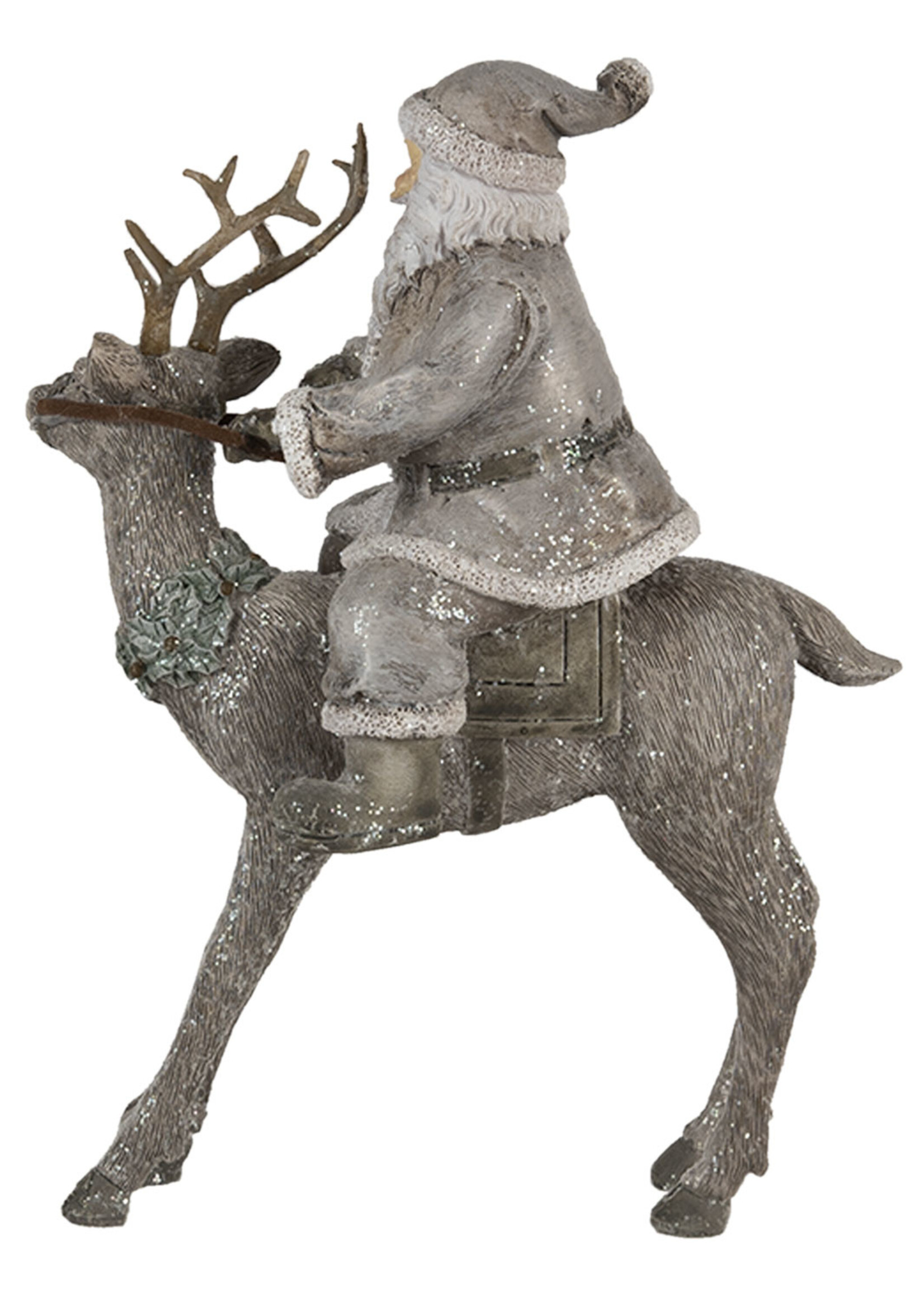 Clayre & Eef Père Noël sur le renne 16*8*21 cm 6PR4730