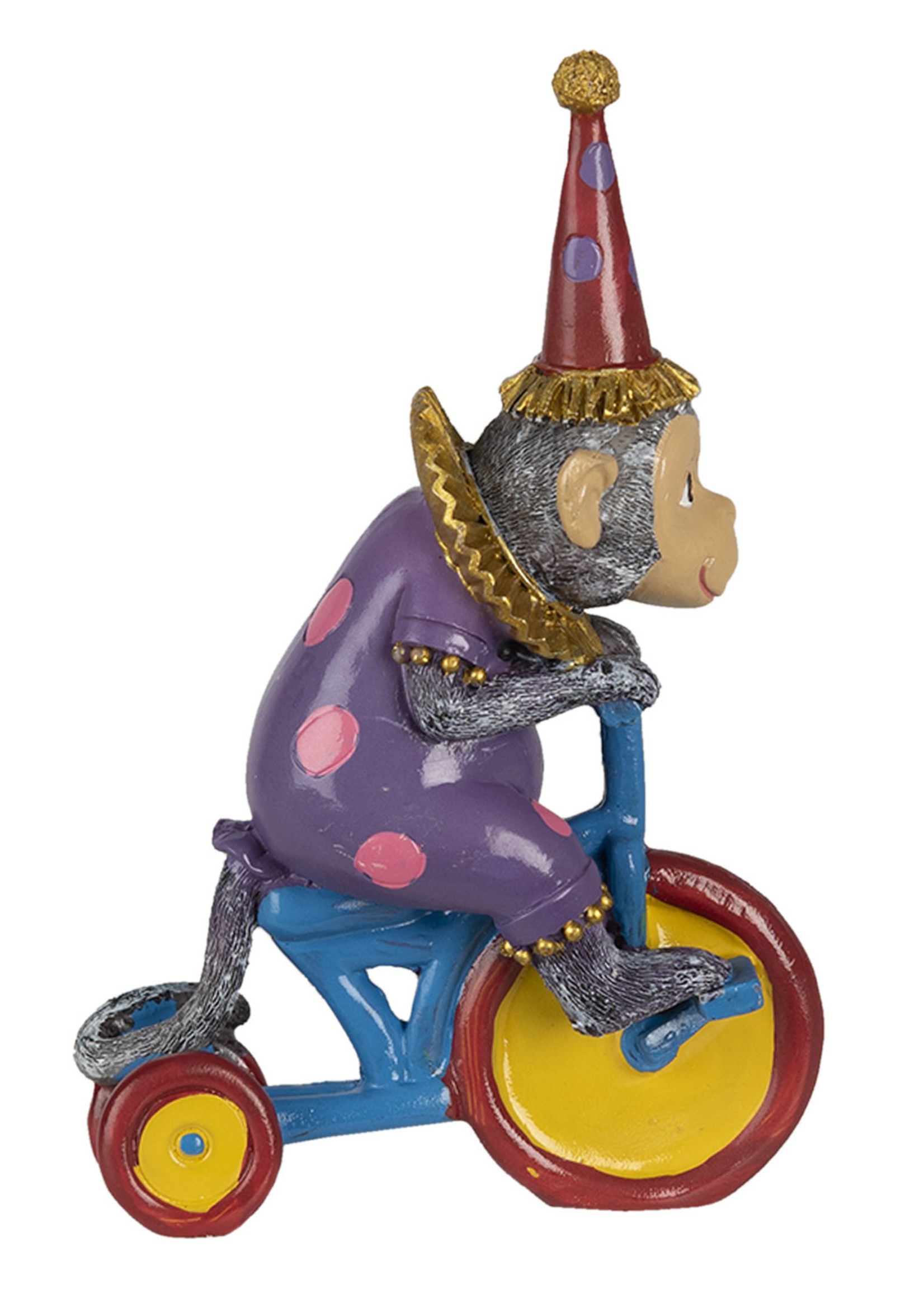 Clayre & Eef Décoration singe en tricycle 9*4*14 cm 6PR4731
