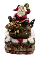 Clayre & Eef Muziekdoos kerstman Ø 10*15 cm 6PR4736